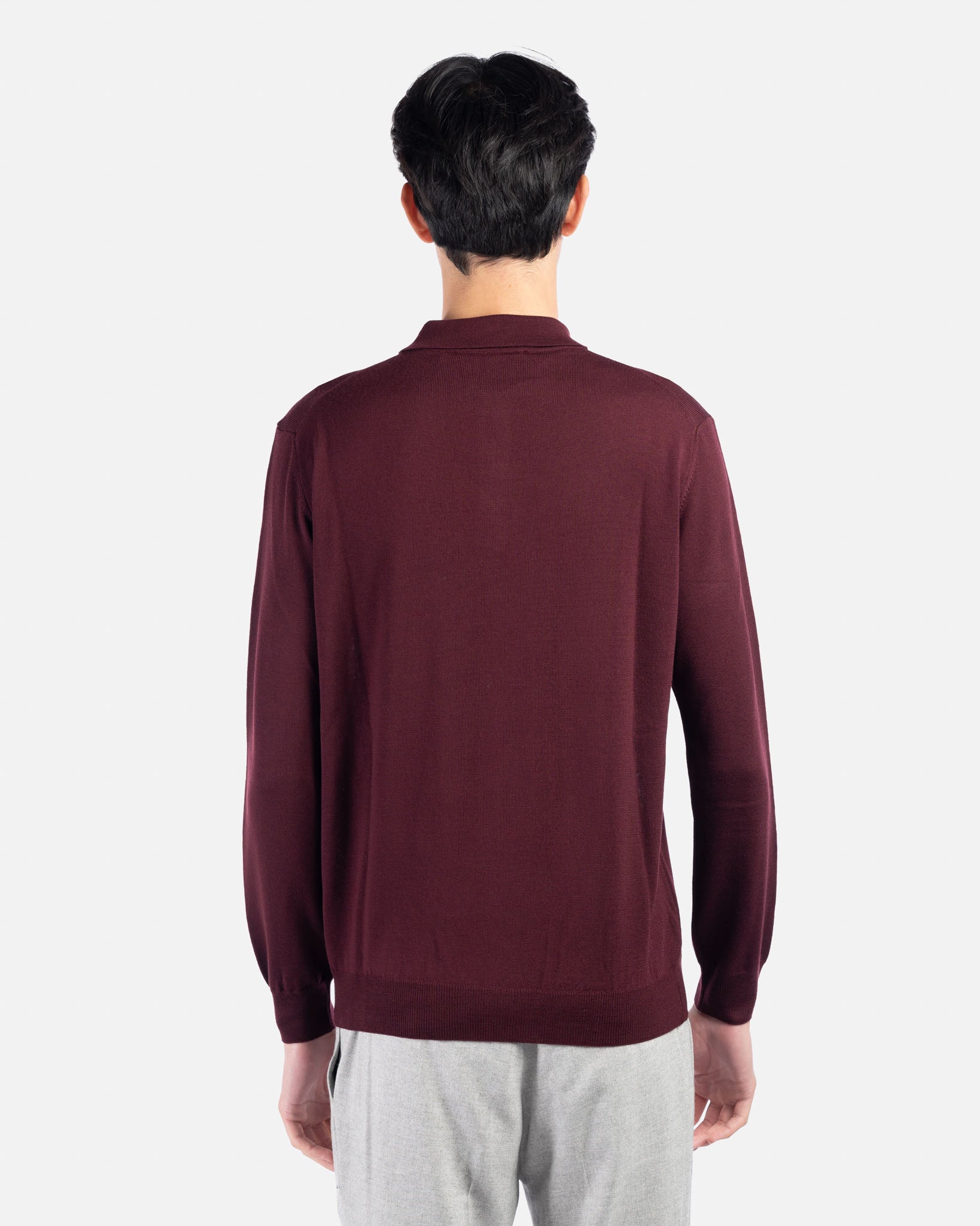 J.W.SAX MILANO Polo bordeaux in Merino Extrafine