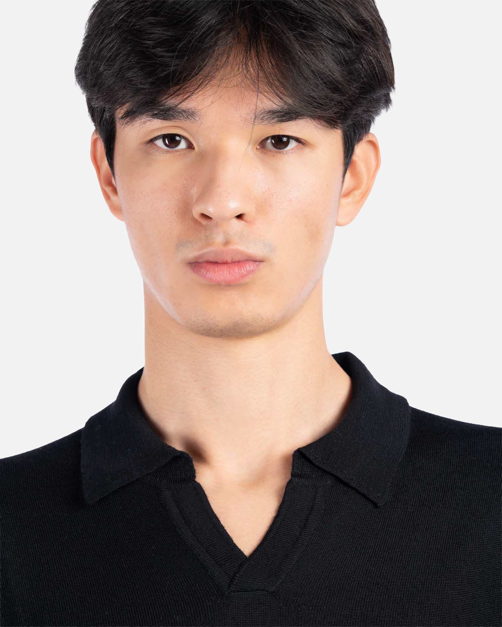 J.W.SAX MILANO Polo Nera in Lana Merino Extrafine