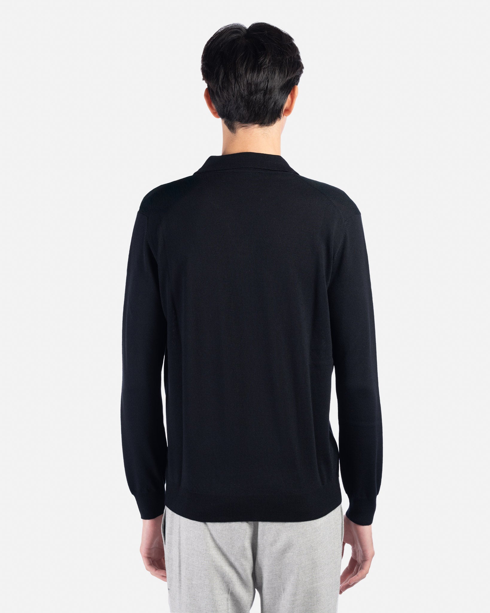 J.W.SAX MILANO Polo Nera in Lana Merino Extrafine