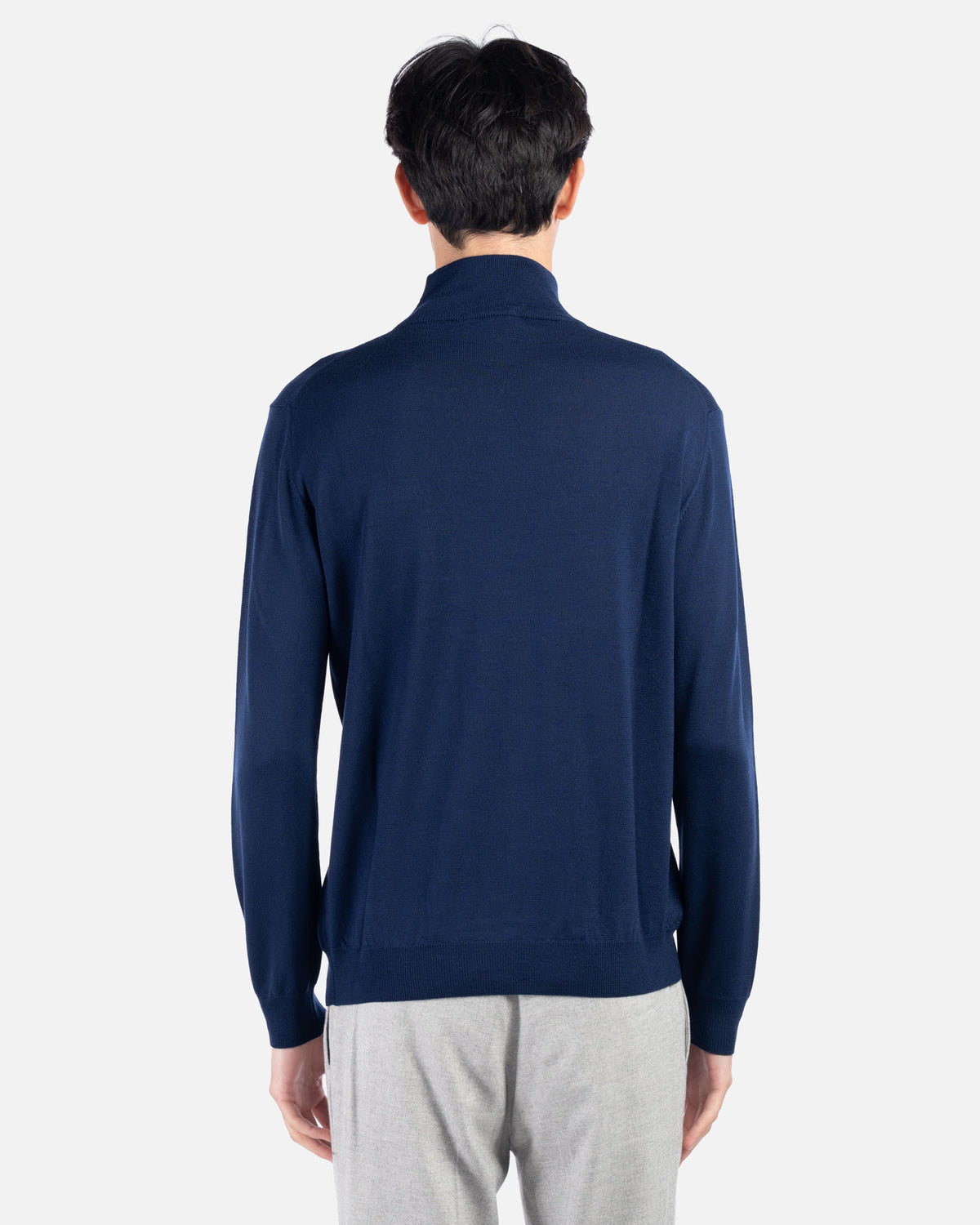 J.W.SAX MILANO Lupetto Blu Marine in Lana Merino Extrafine