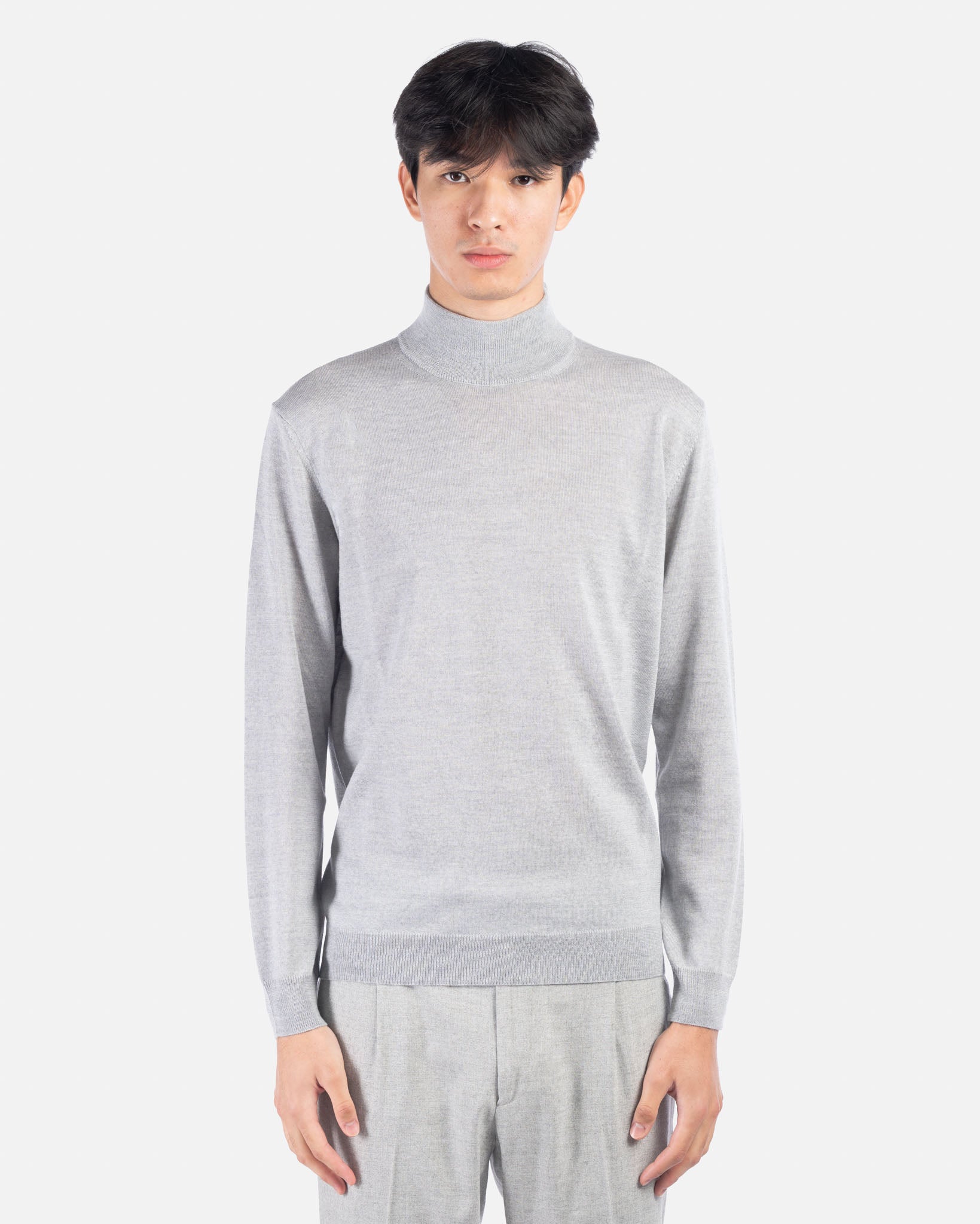 J.W.SAX MILANO Lupetto Grigio Chiaro in Lana Merino Extrafine