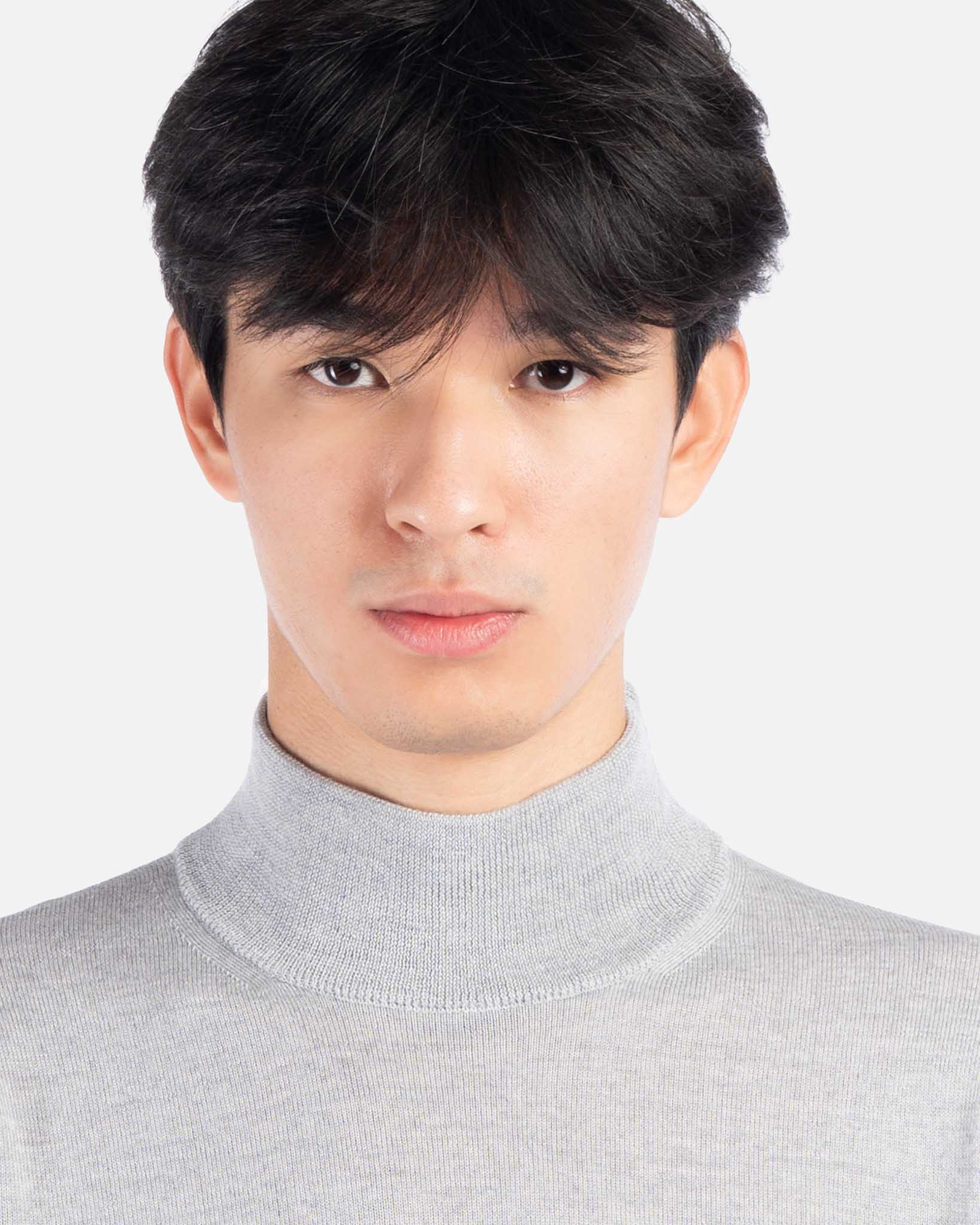 J.W.SAX MILANO Lupetto Grigio Chiaro in Lana Merino Extrafine