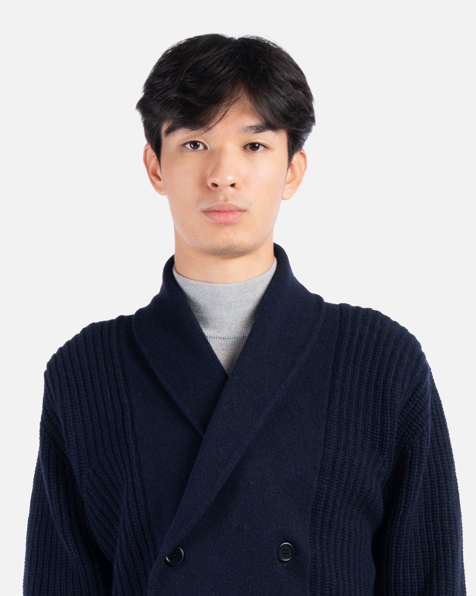 J.W.SAX MILANO Cardigan Doppiopetto in Lana Blu