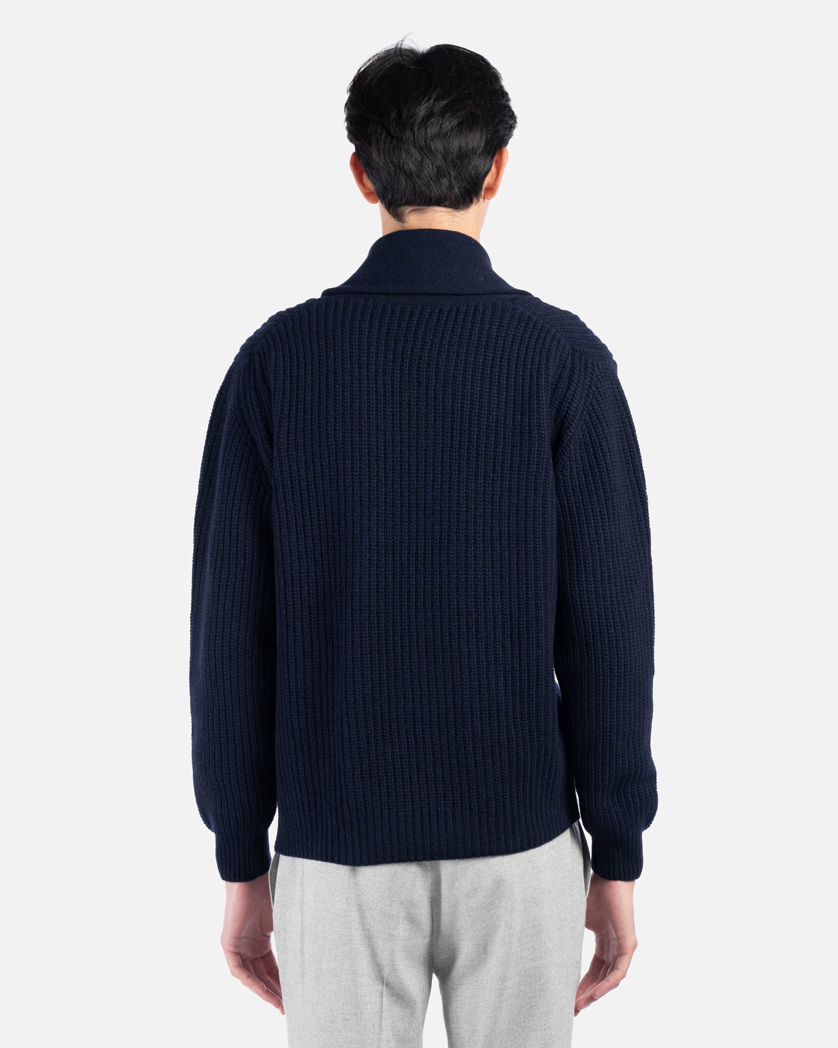 J.W.SAX MILANO Cardigan Doppiopetto in Lana Blu