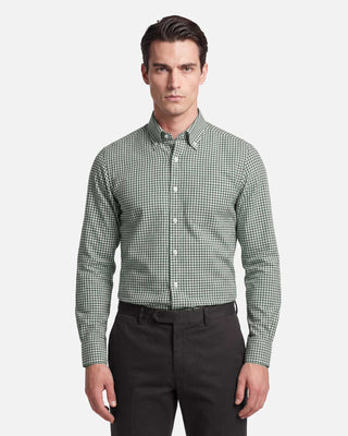 Camicia in Twill di Cotone Check Verde Button Down