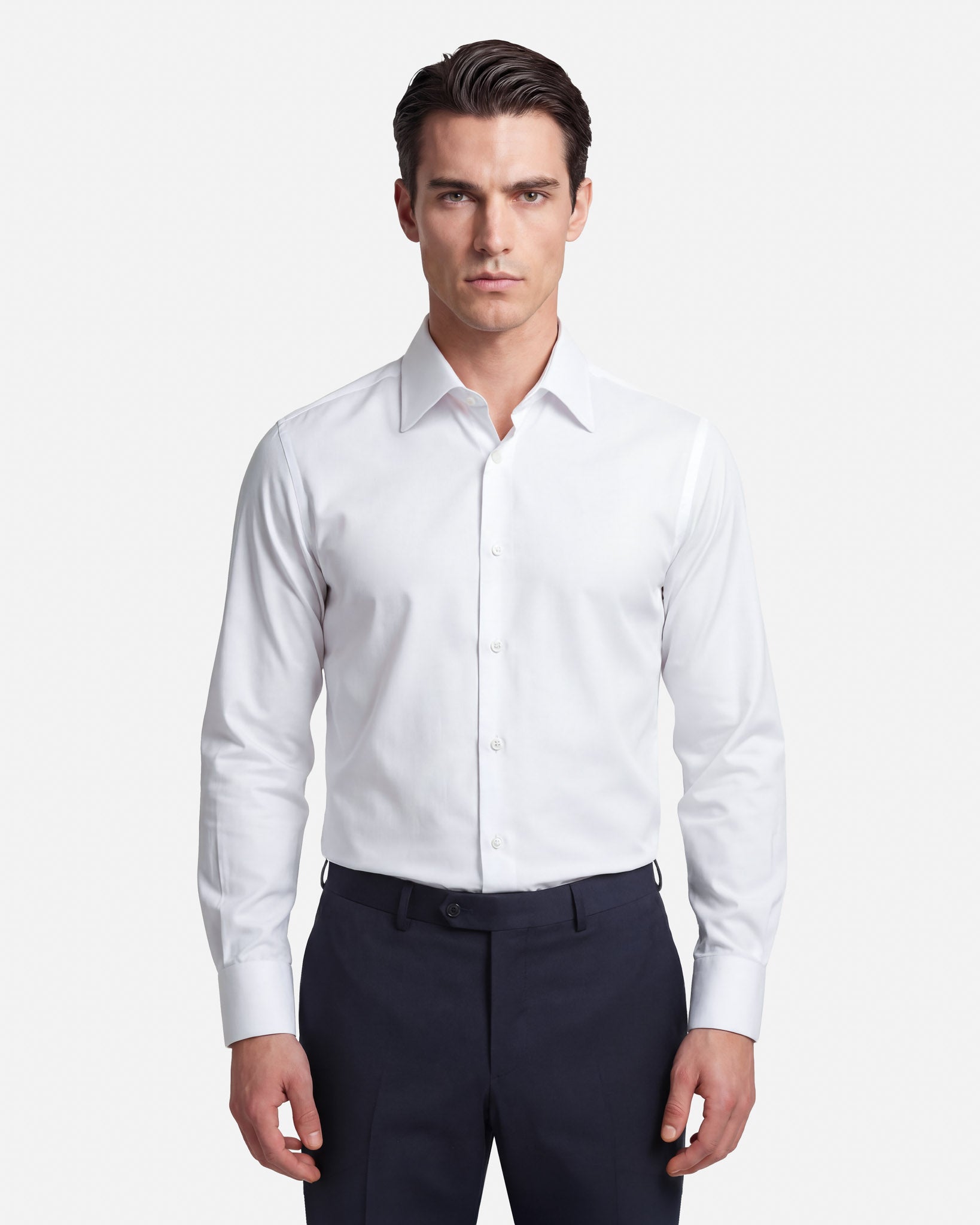 J.W.SAX MILANO Camicia in Popeline di Cotone Bianca - Collo Italiano