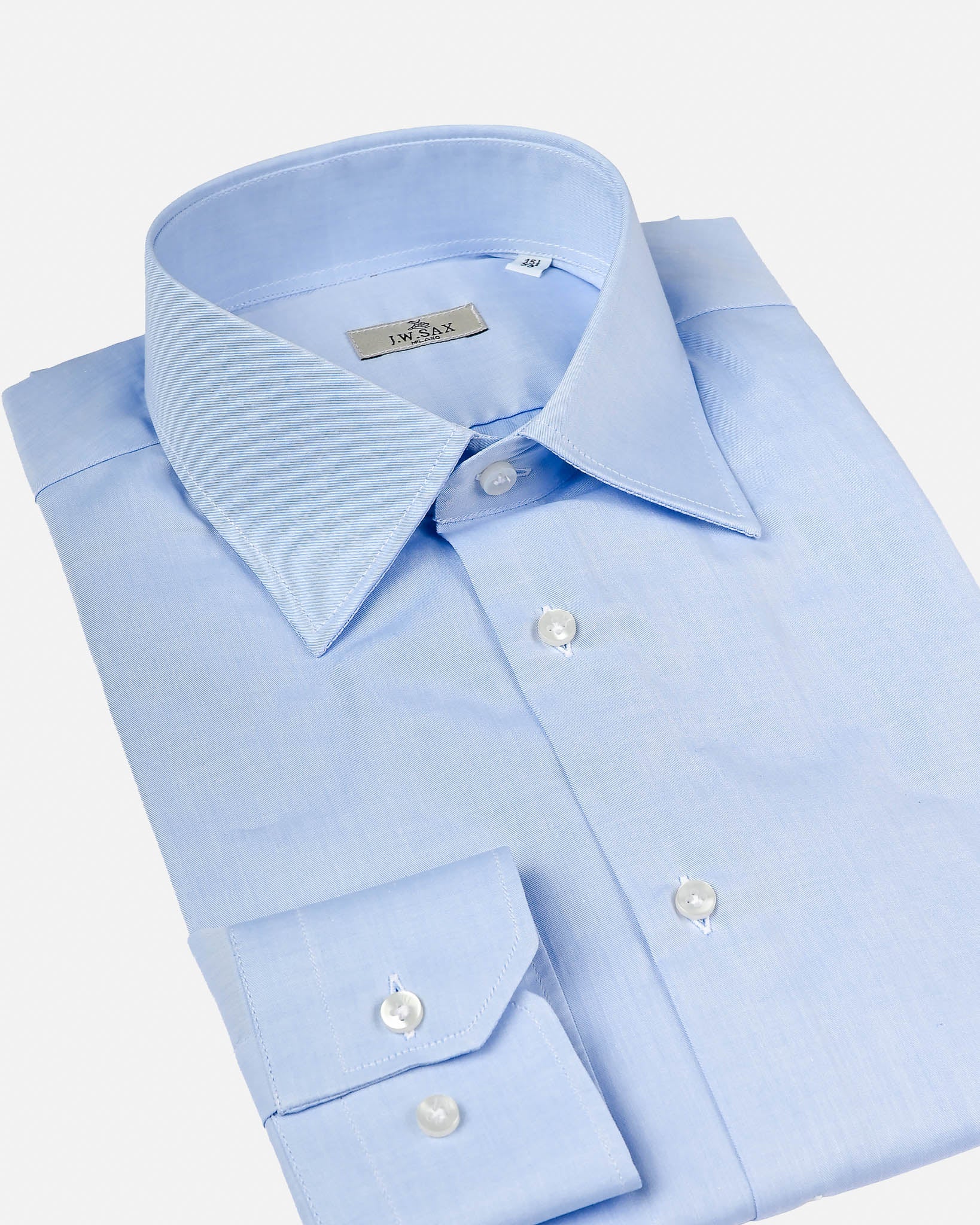 Camicia in Twill di Cotone Azzurro - Collo Italiano