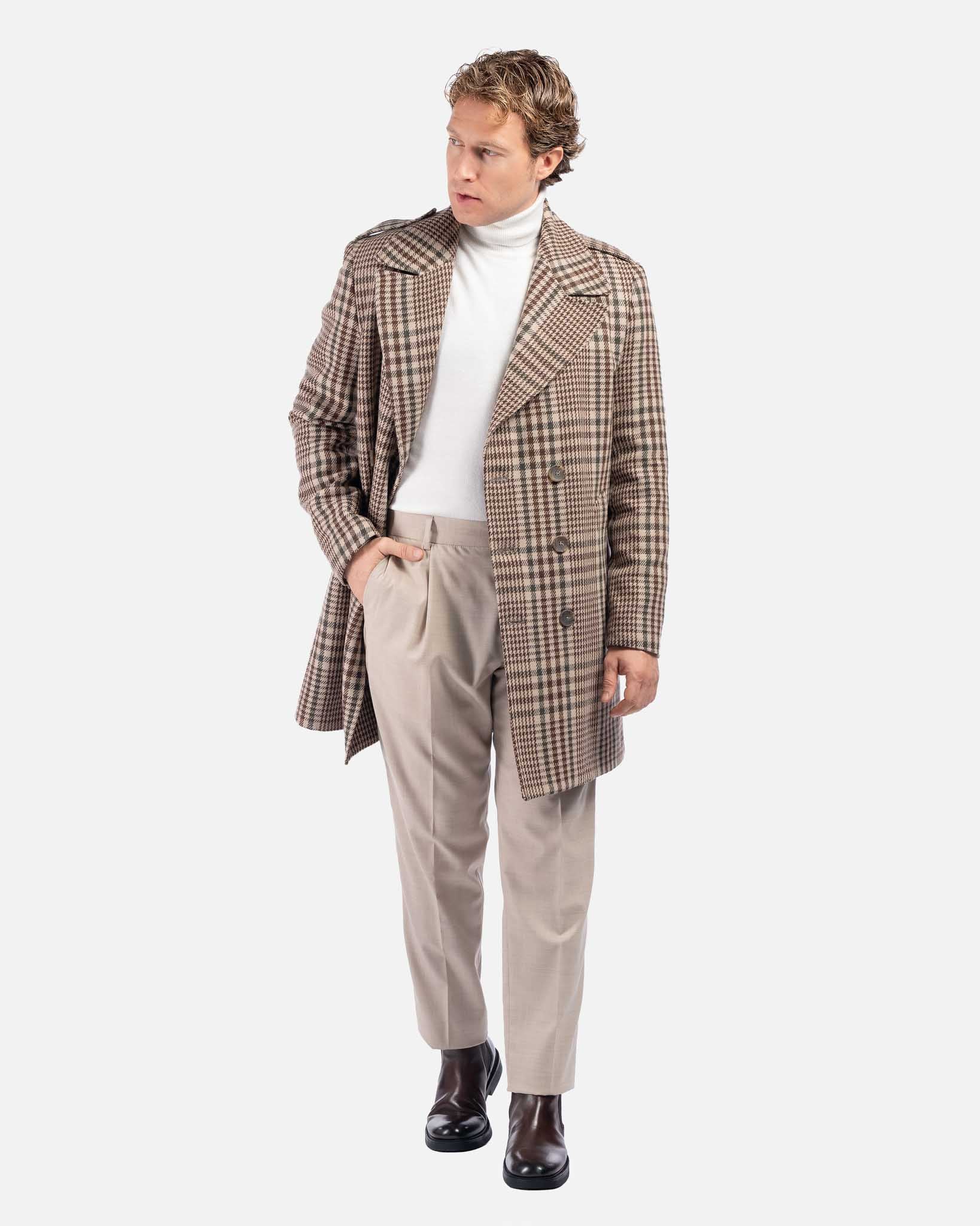 J.W.SAX MILANO Cappotto Doppiopetto in Lana a Fantasia