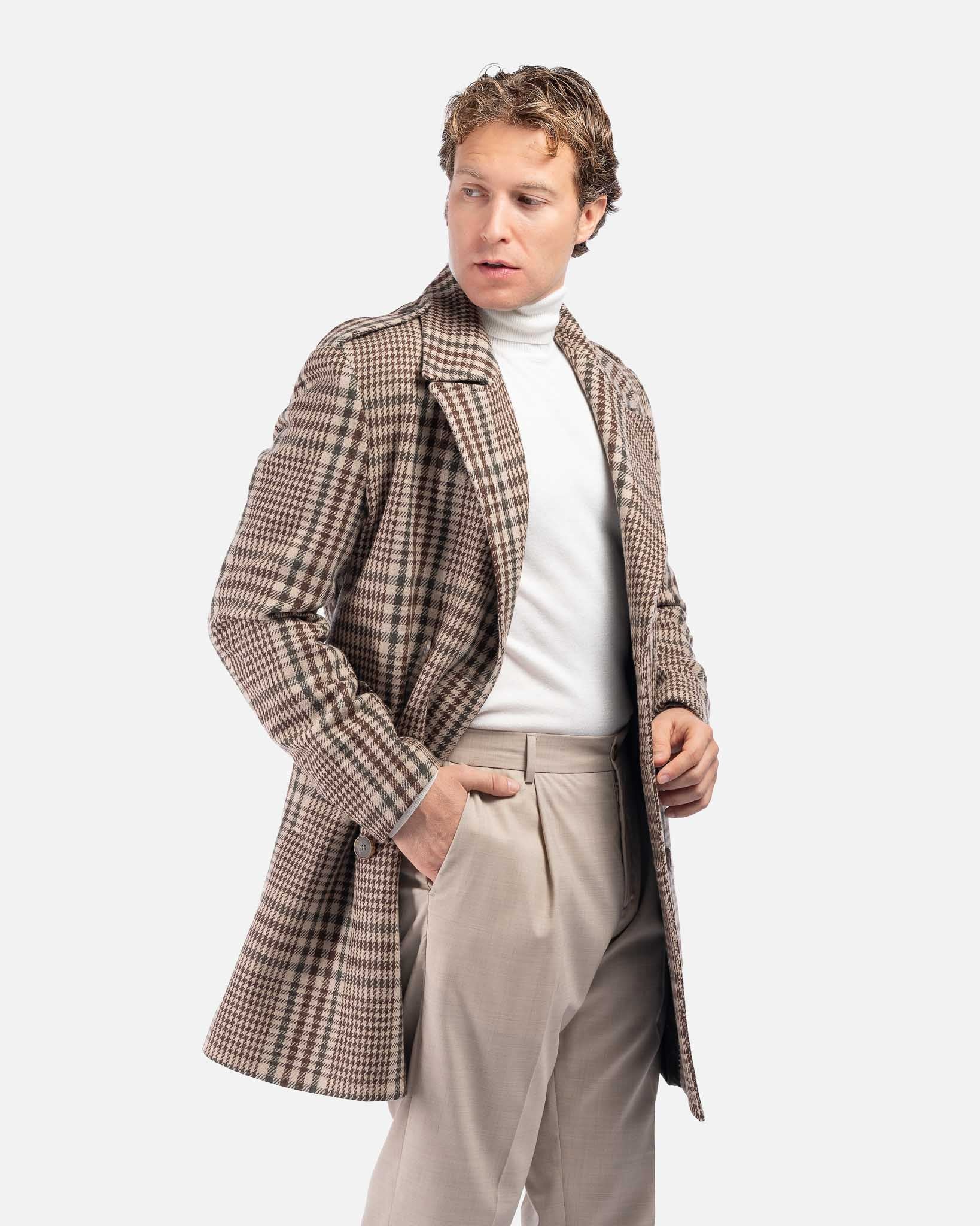 J.W.SAX MILANO Cappotto Doppiopetto in Lana a Fantasia