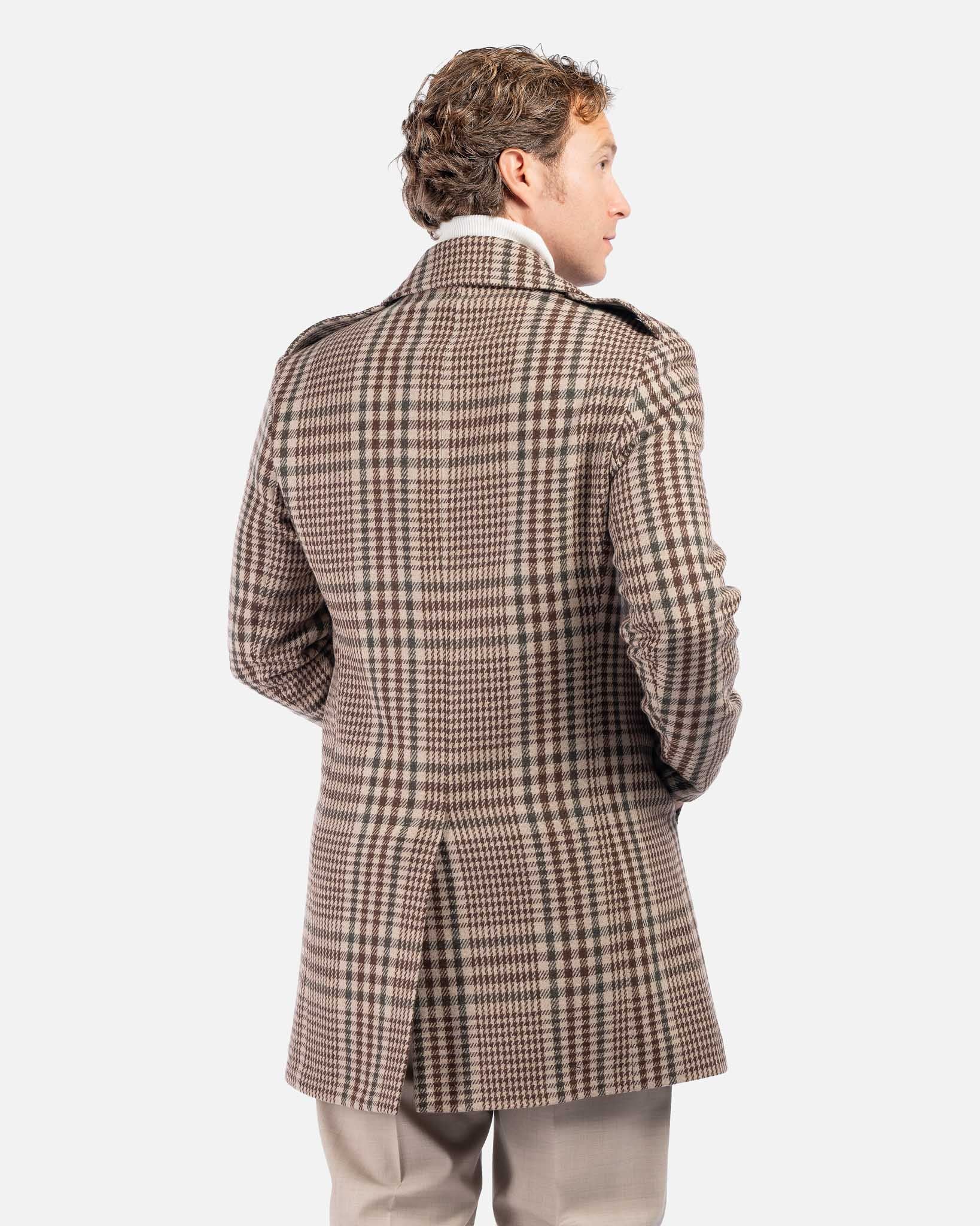 J.W.SAX MILANO Cappotto Doppiopetto in Lana a Fantasia