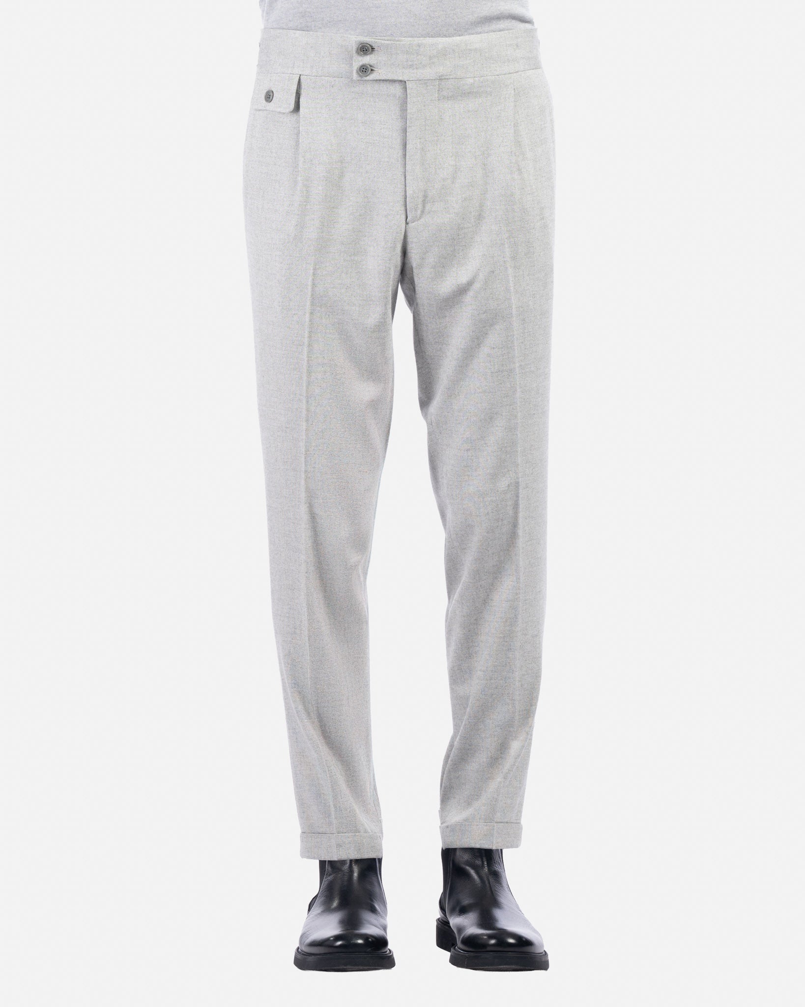 J.W.SAX MILANO Pantaloni in Flanella Leggera Grigio Chiaro