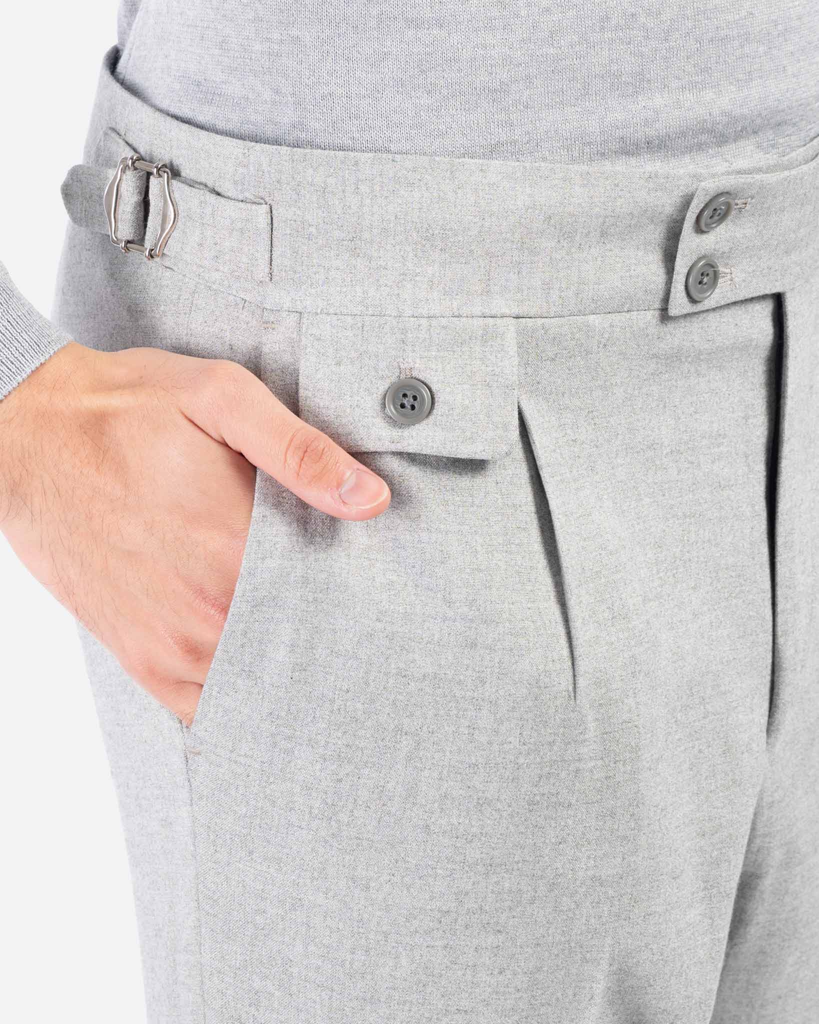 J.W.SAX MILANO Pantaloni in Flanella Leggera Grigio Chiaro