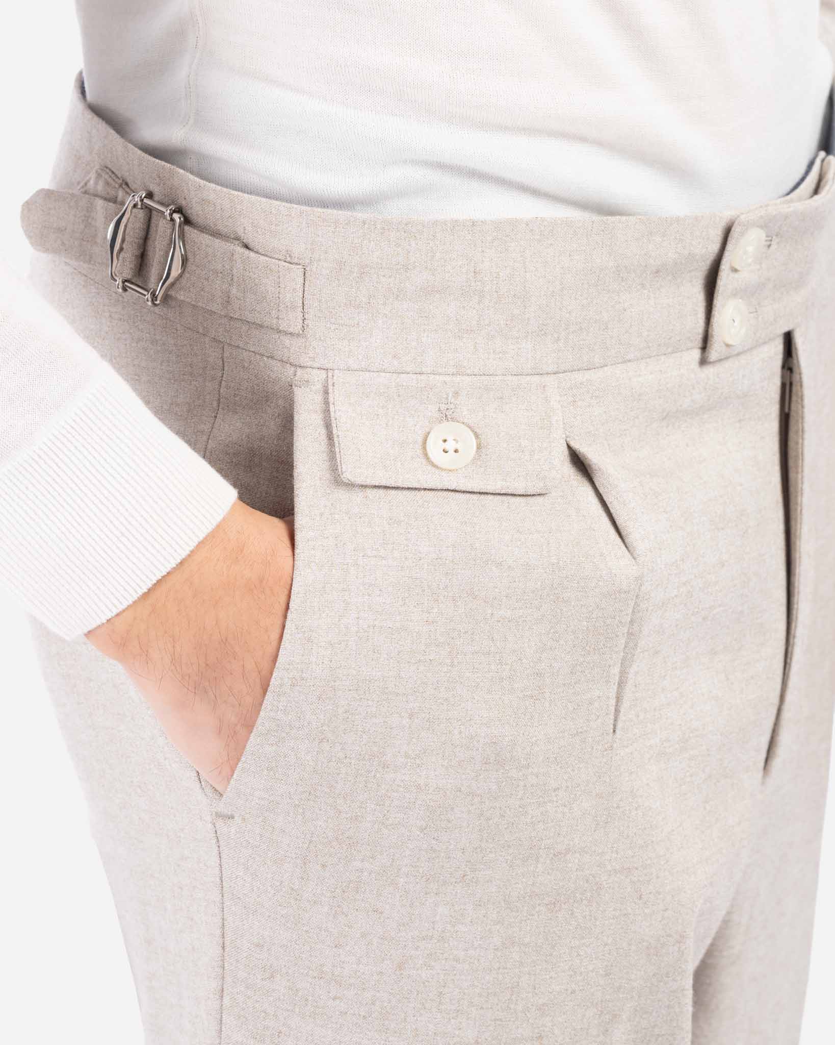 J.W.SAX MILANO Pantaloni in Flanella Leggera Sabbia