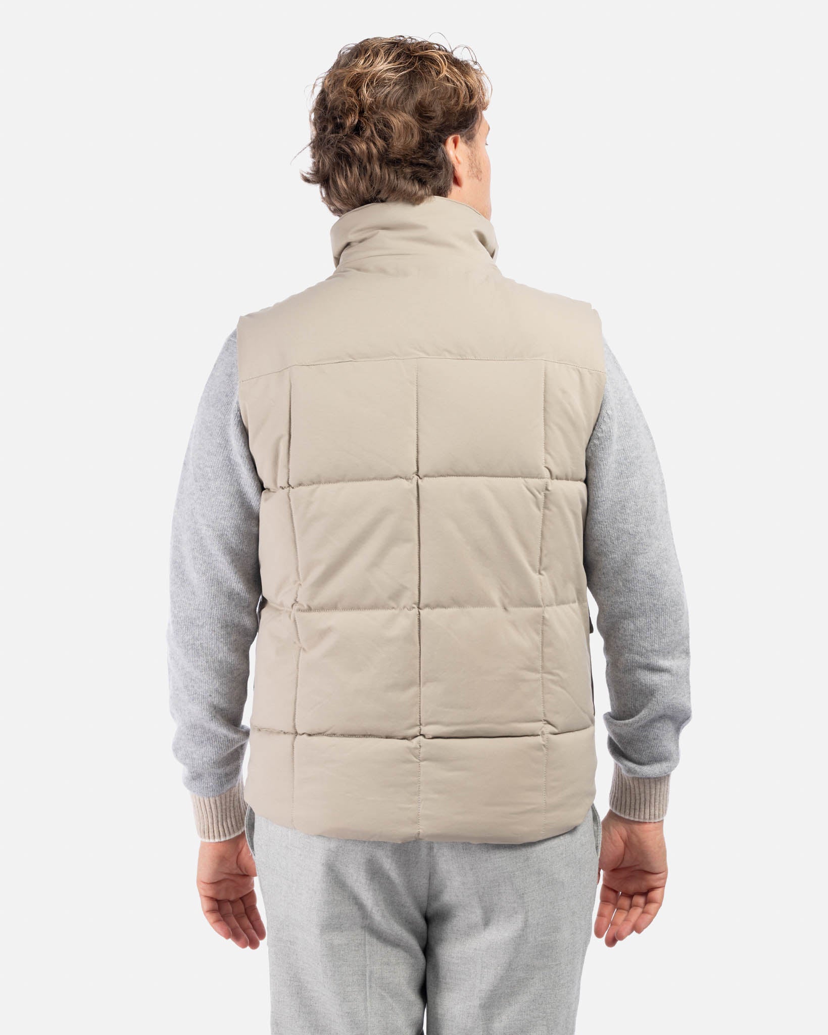 J.W.SAX MILANO Gilet Beige in Tessuto Tecnico