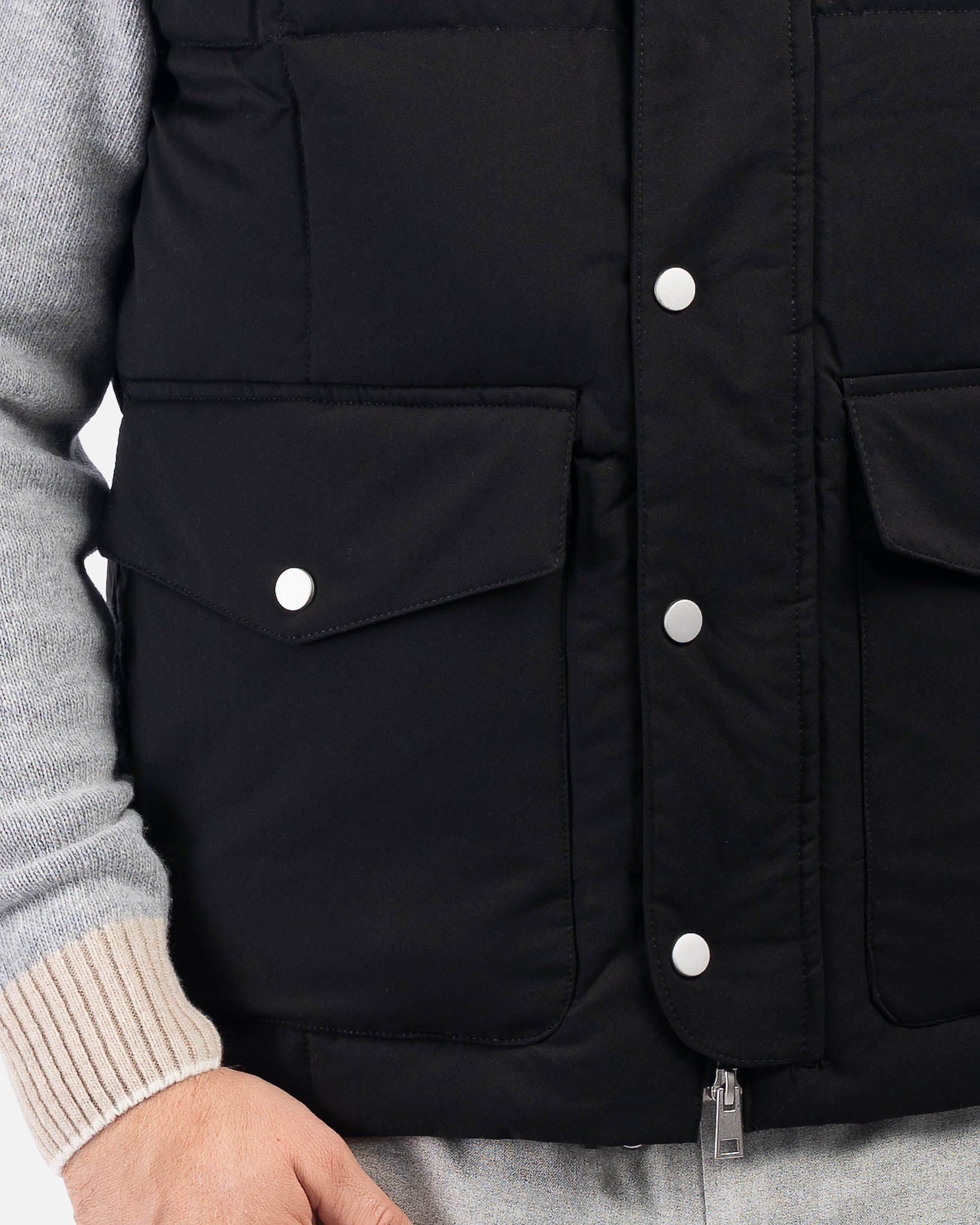 J.W.SAX MILANO Gilet Nero in Tessuto Tecnico