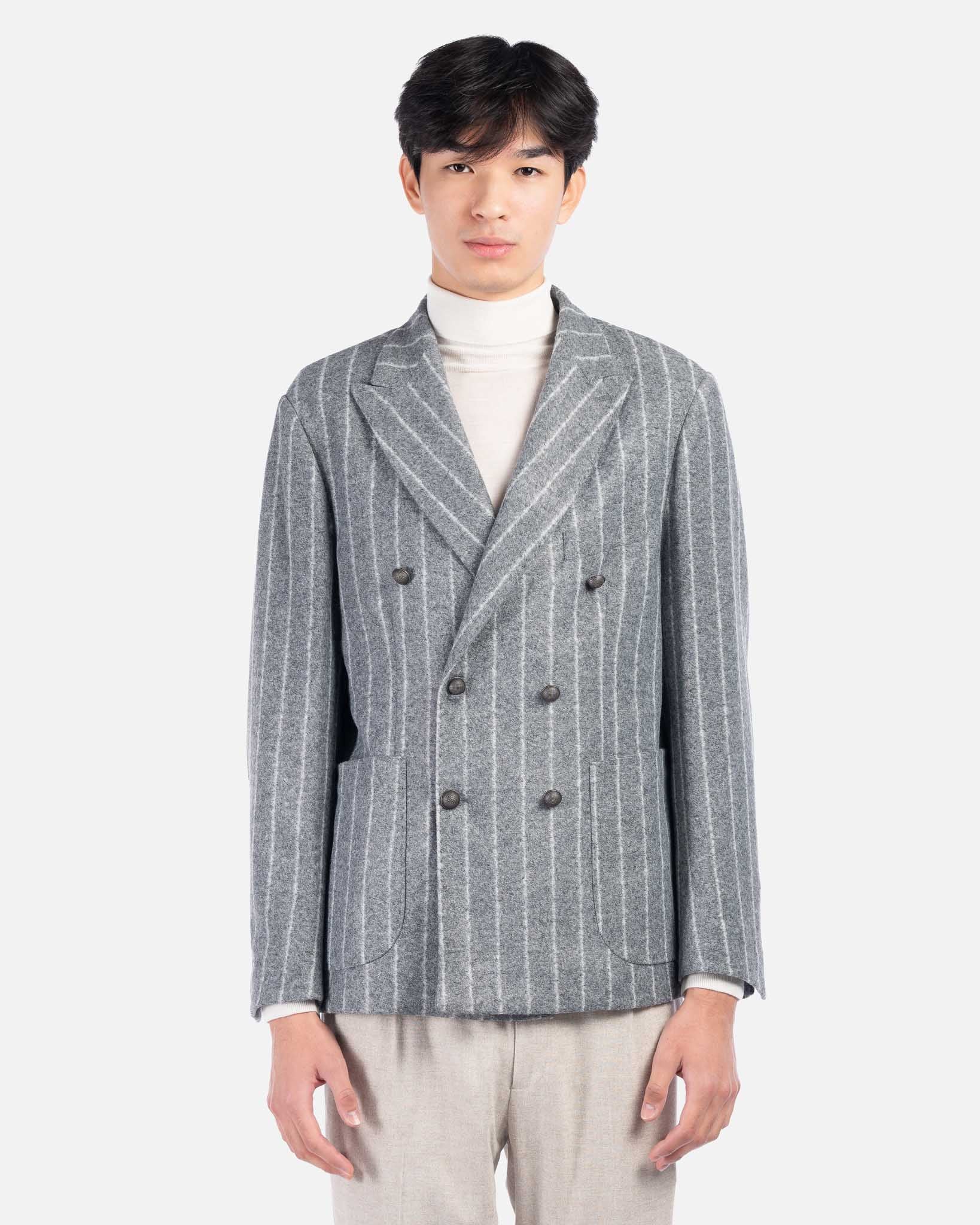 J.W.SAX MILANO Giacca Doppiopetto in Lana a Righe