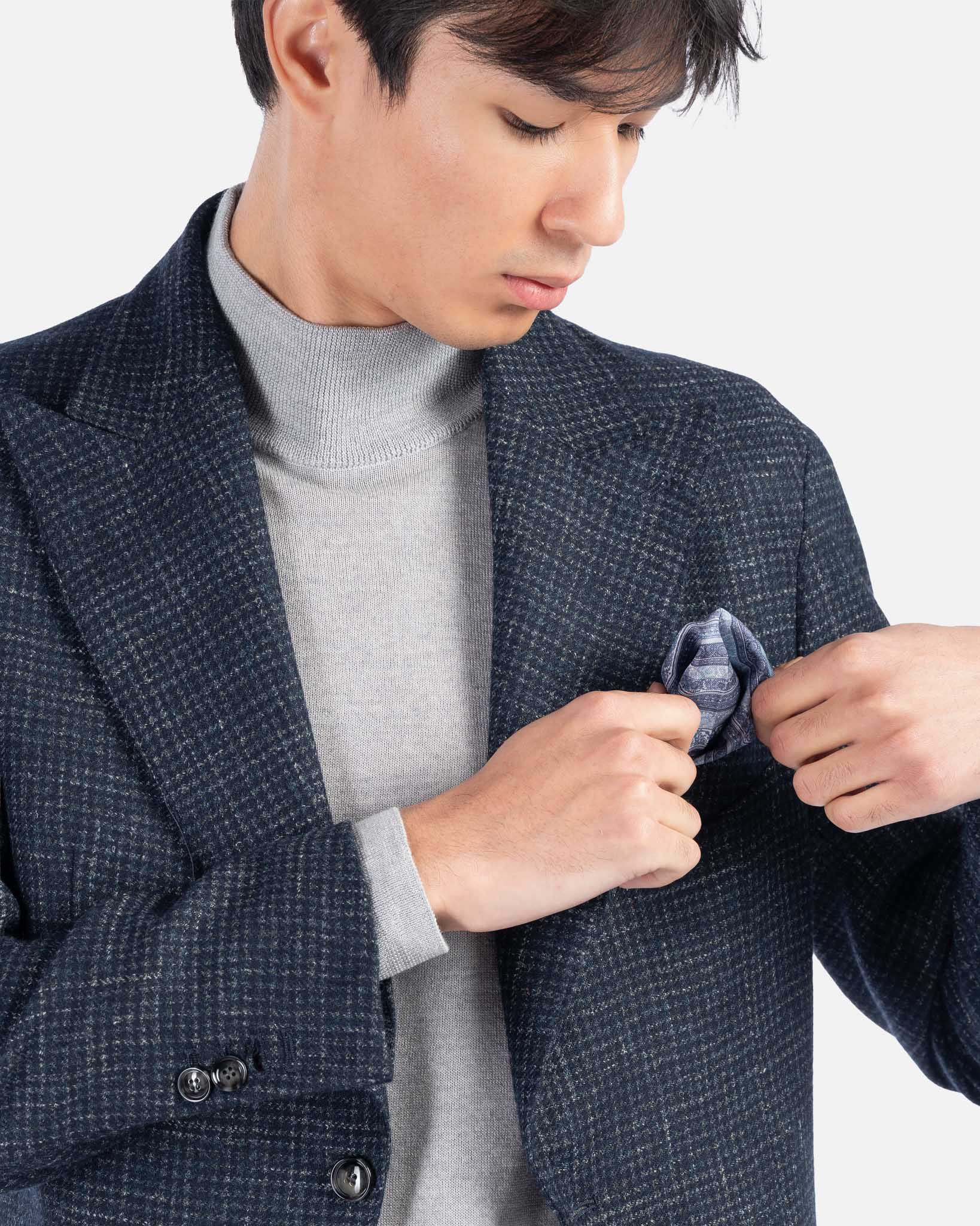 Giacca in Lana Pied de Poule Blu