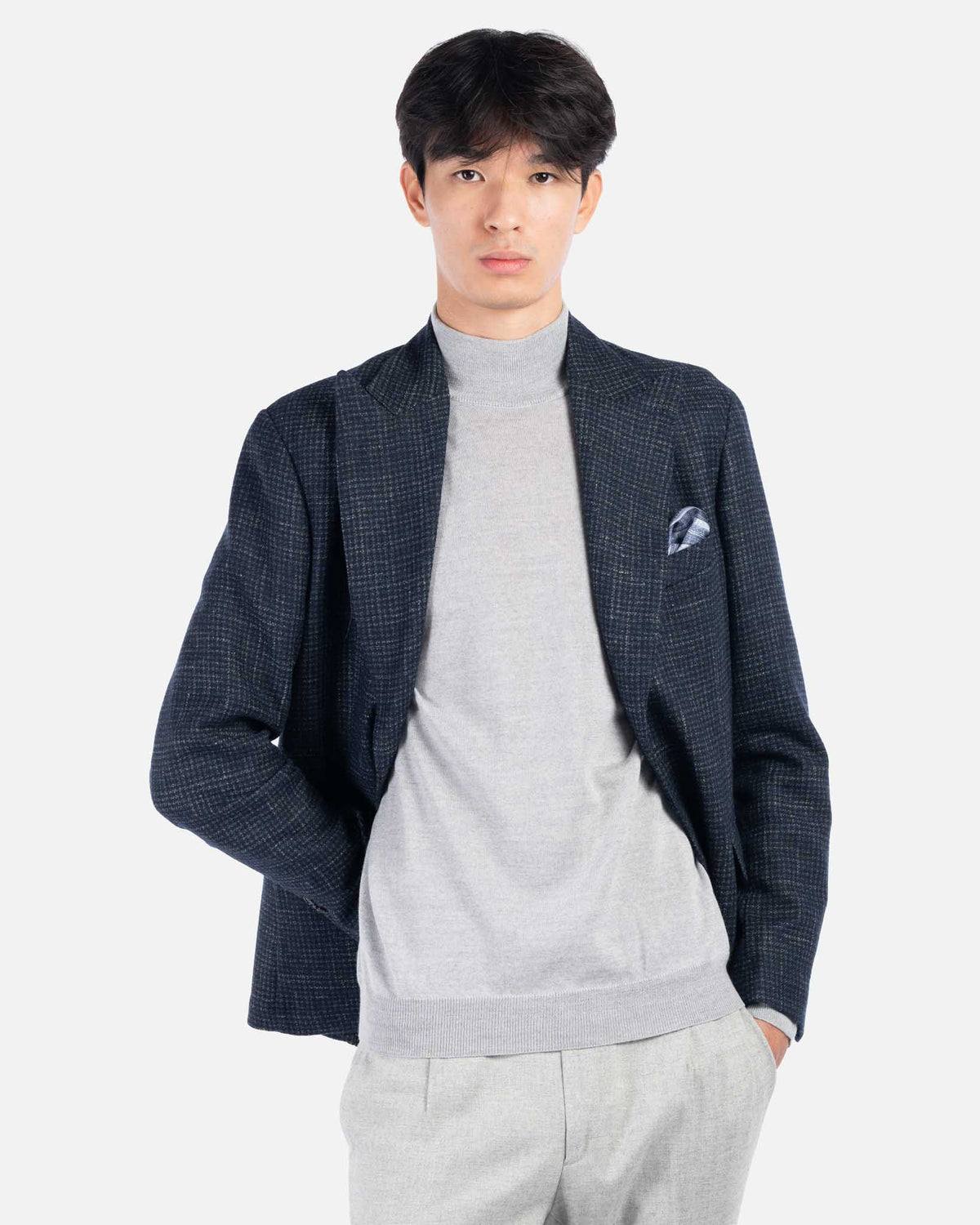 J.W.SAX MILANO Giacca in Lana Pied de Poule Blu