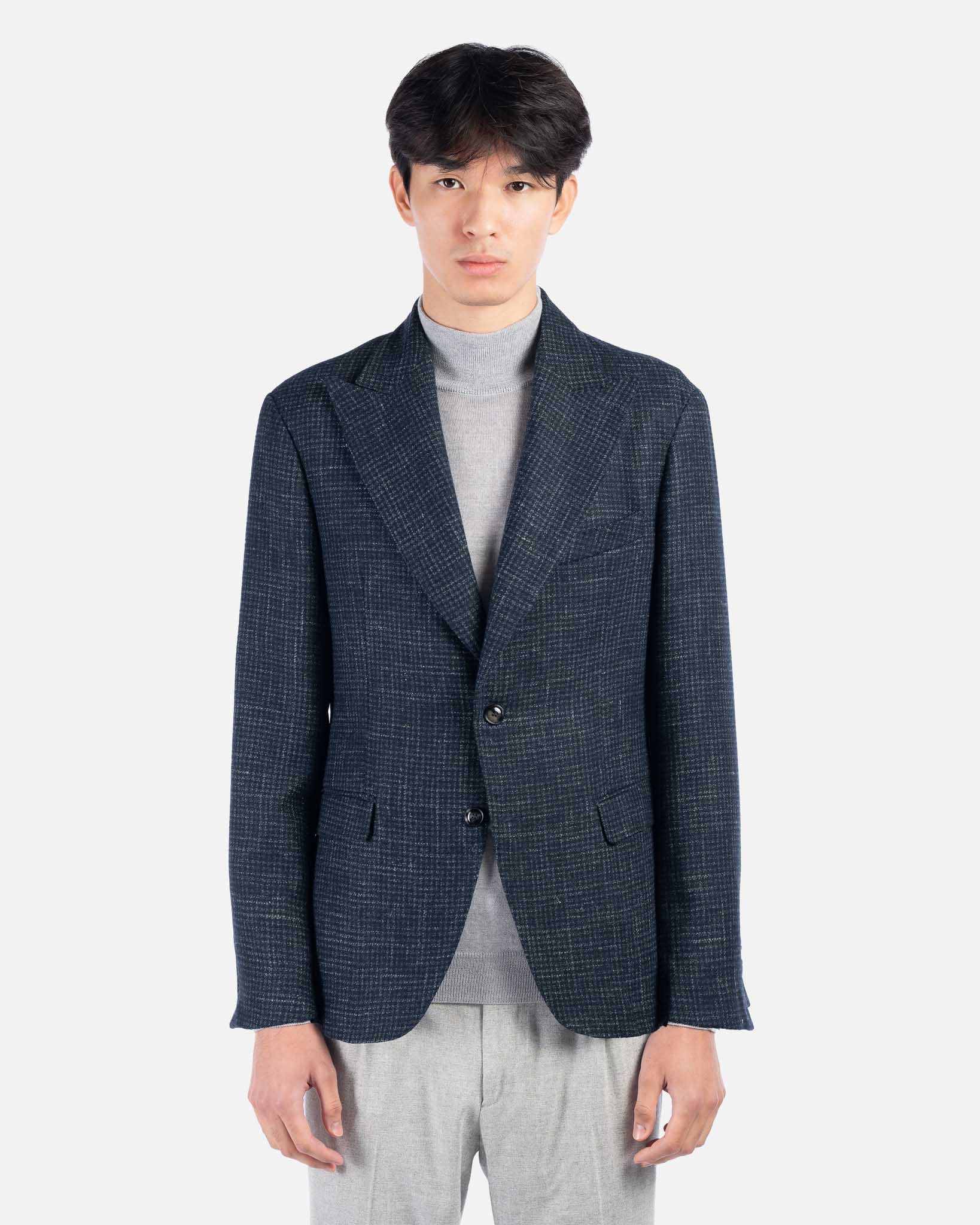 Giacca in Lana Pied de Poule Blu