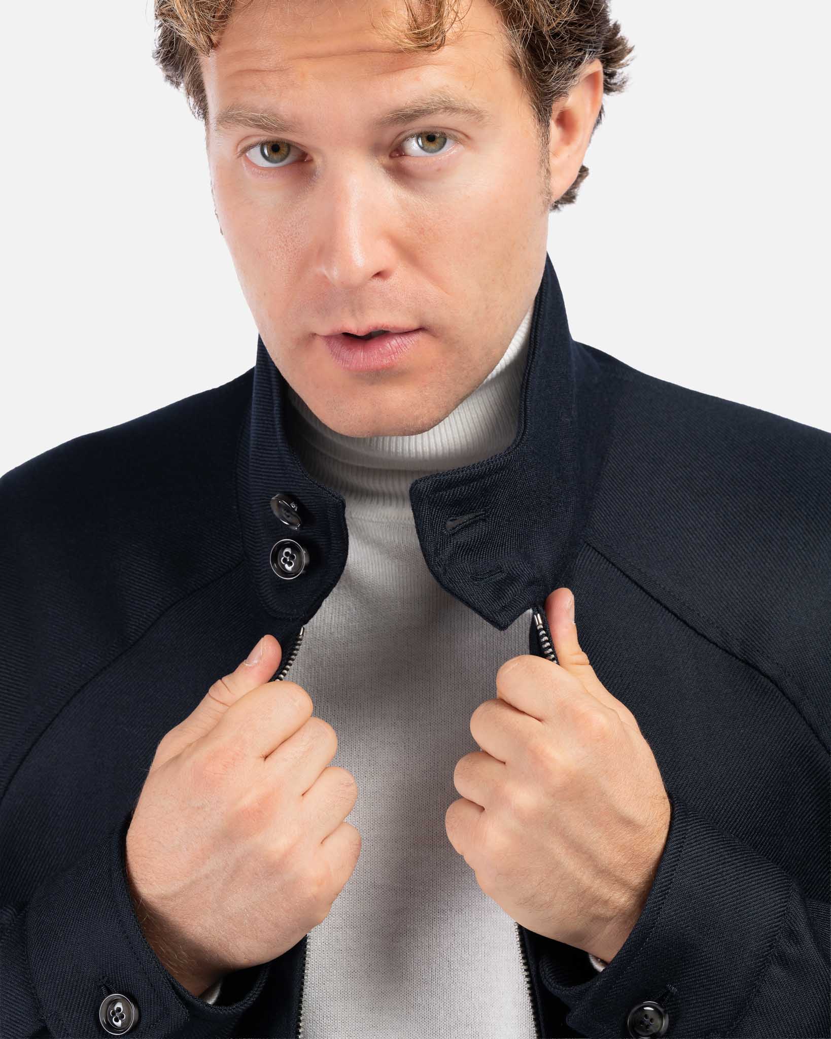 J.W.SAX MILANO Bomber in Lana Blu