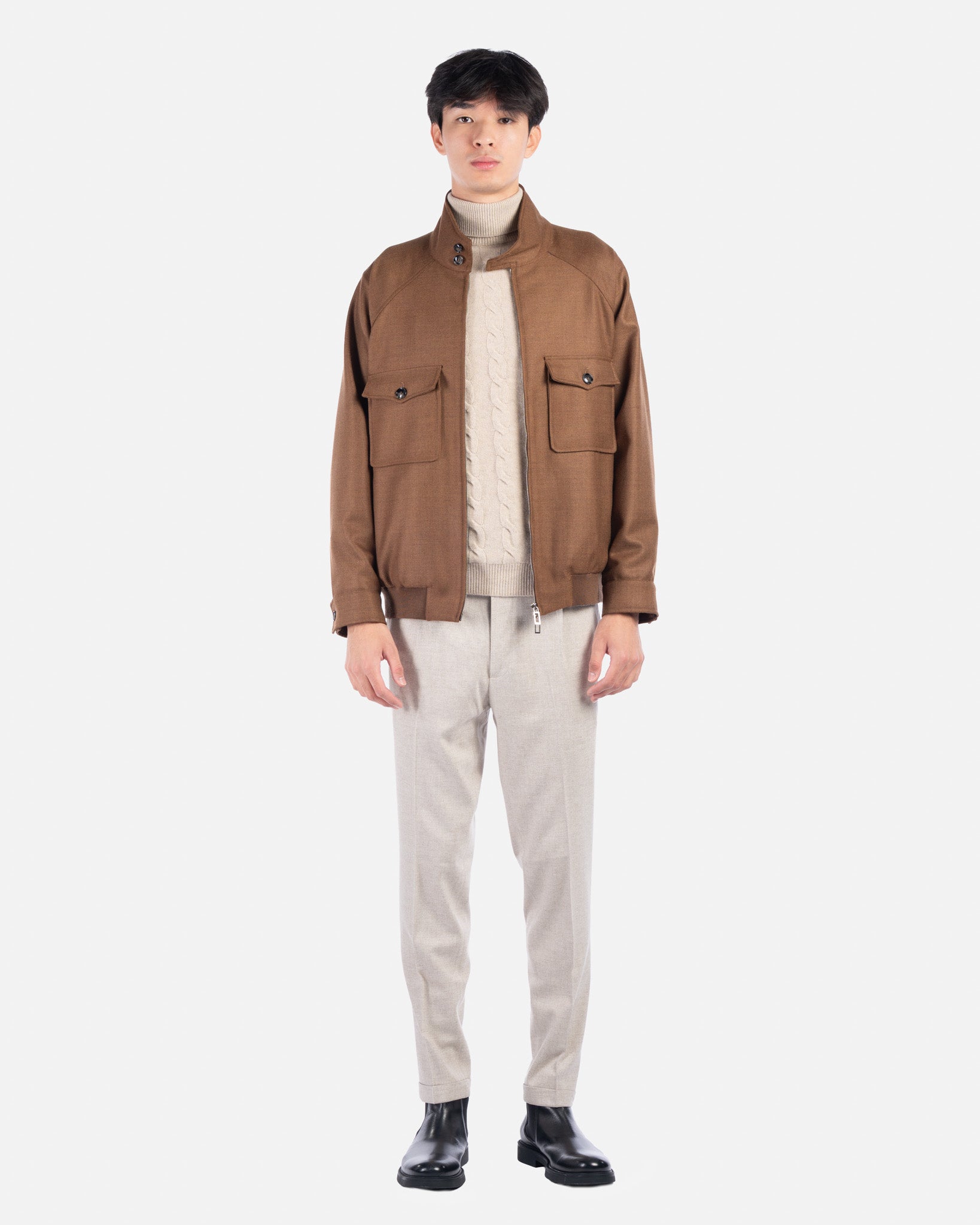 J.W.SAX MILANO Bomber in Lana Cuoio