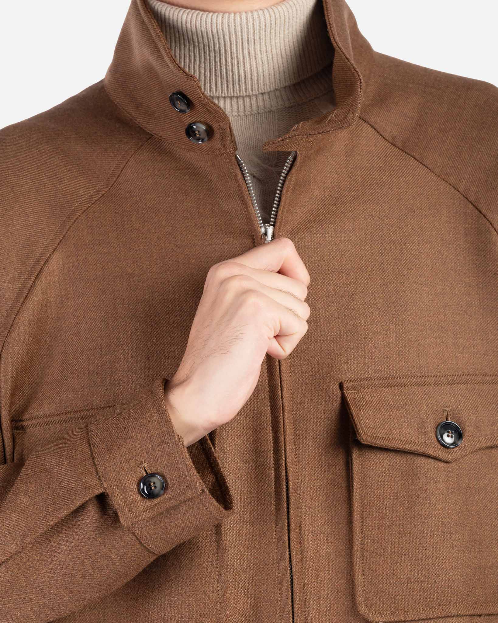 J.W.SAX MILANO Bomber in Lana Cuoio