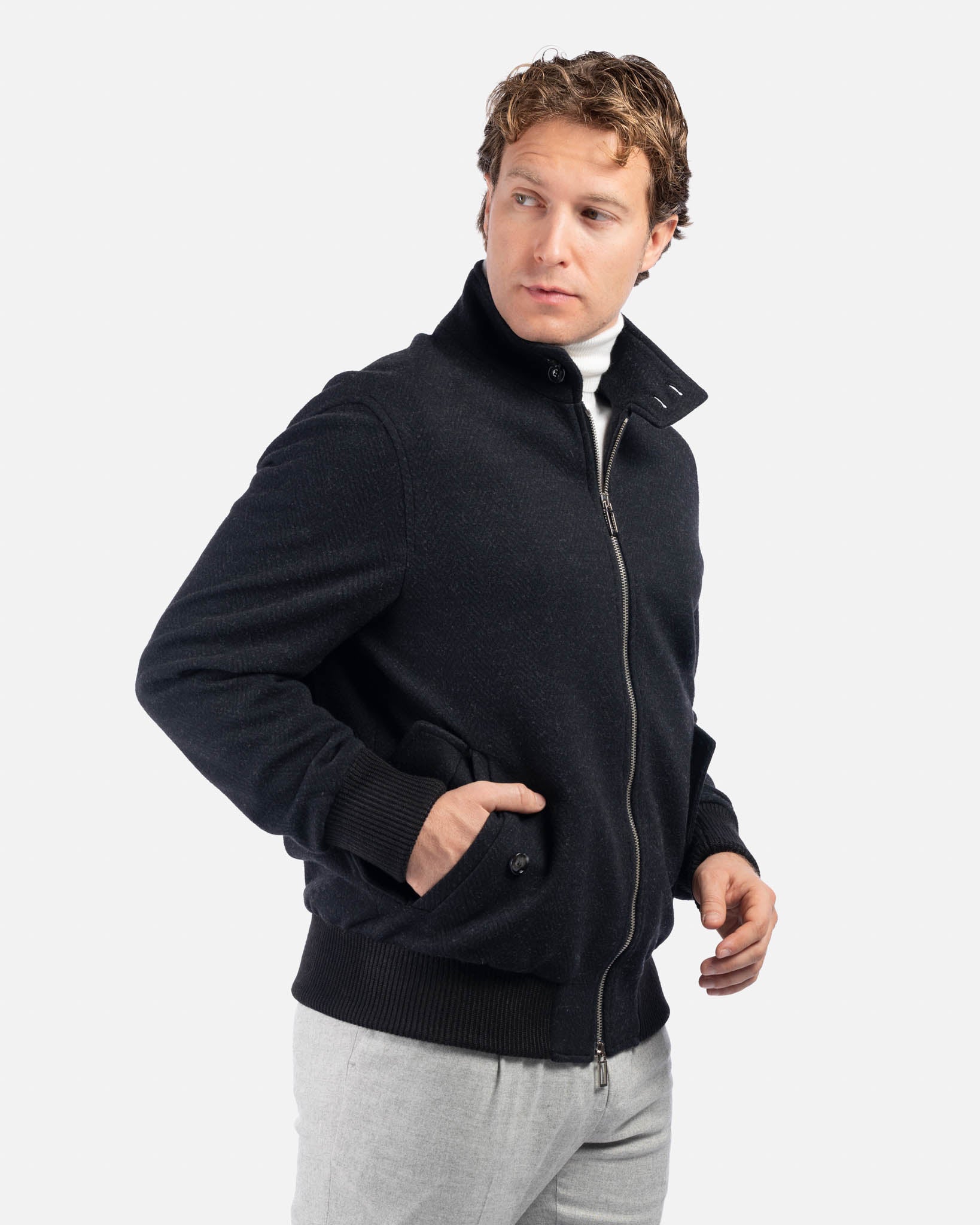 J.W.SAX MILANO Bomber in Lana Chevron