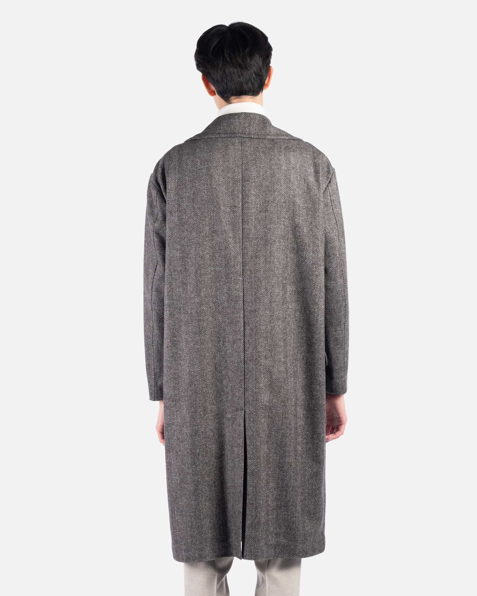 J.W.SAX MILANO Cappotto Lungo in Lana Chevron Marrone