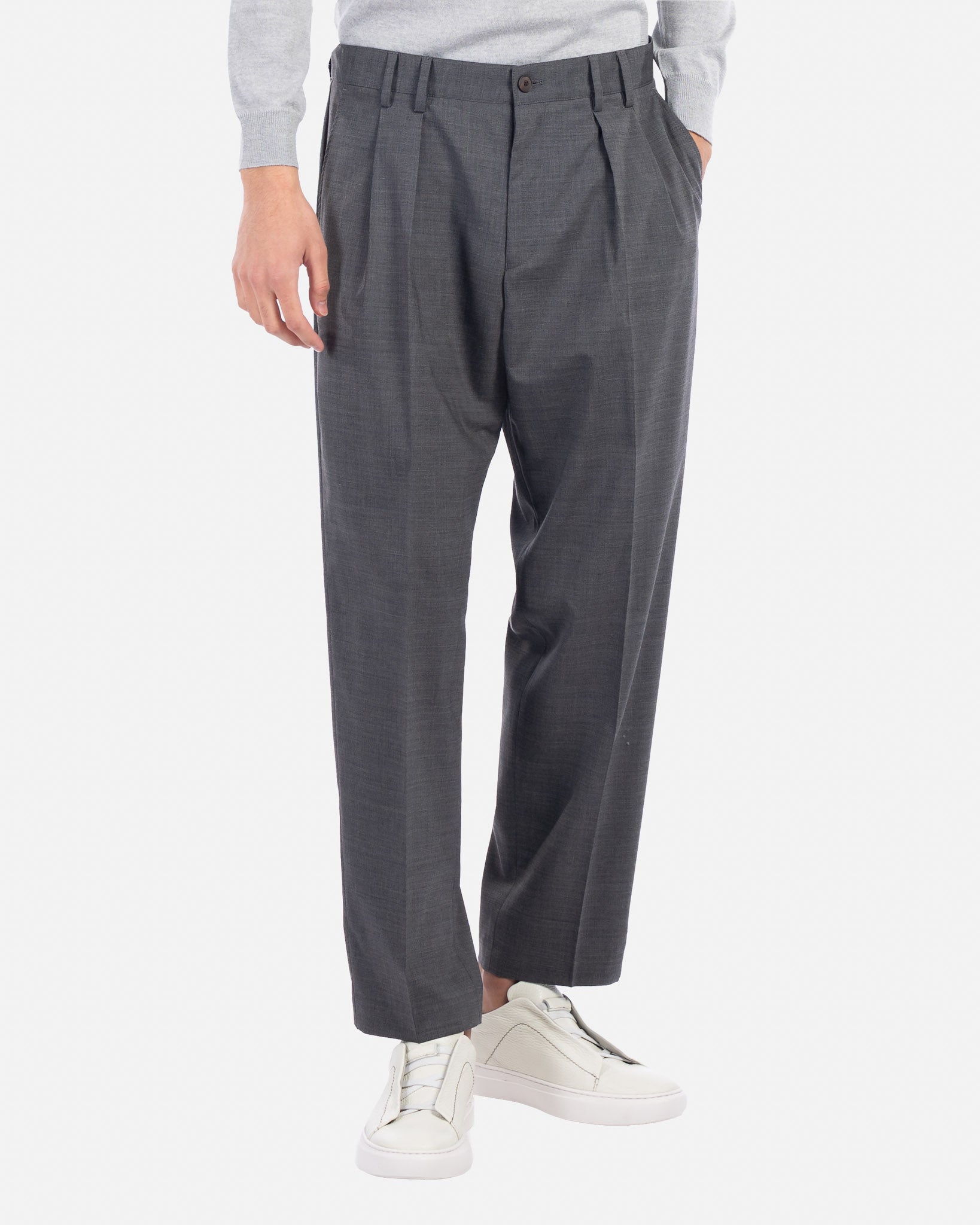 J.W.SAX MILANO Pantalone in Lana All Season con Doppia Pences