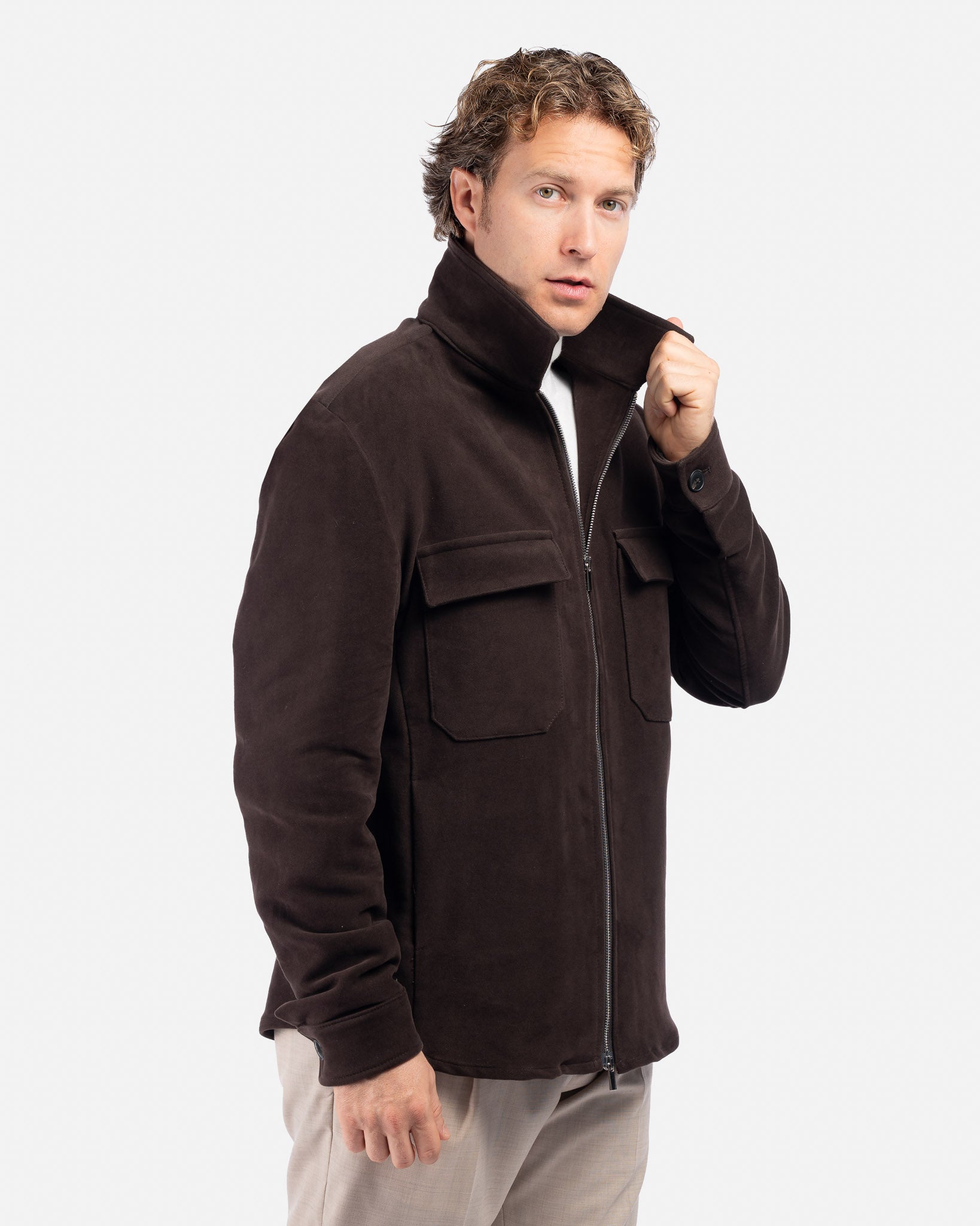 J.W.SAX MILANO Overshirt in Fustagno Marrone