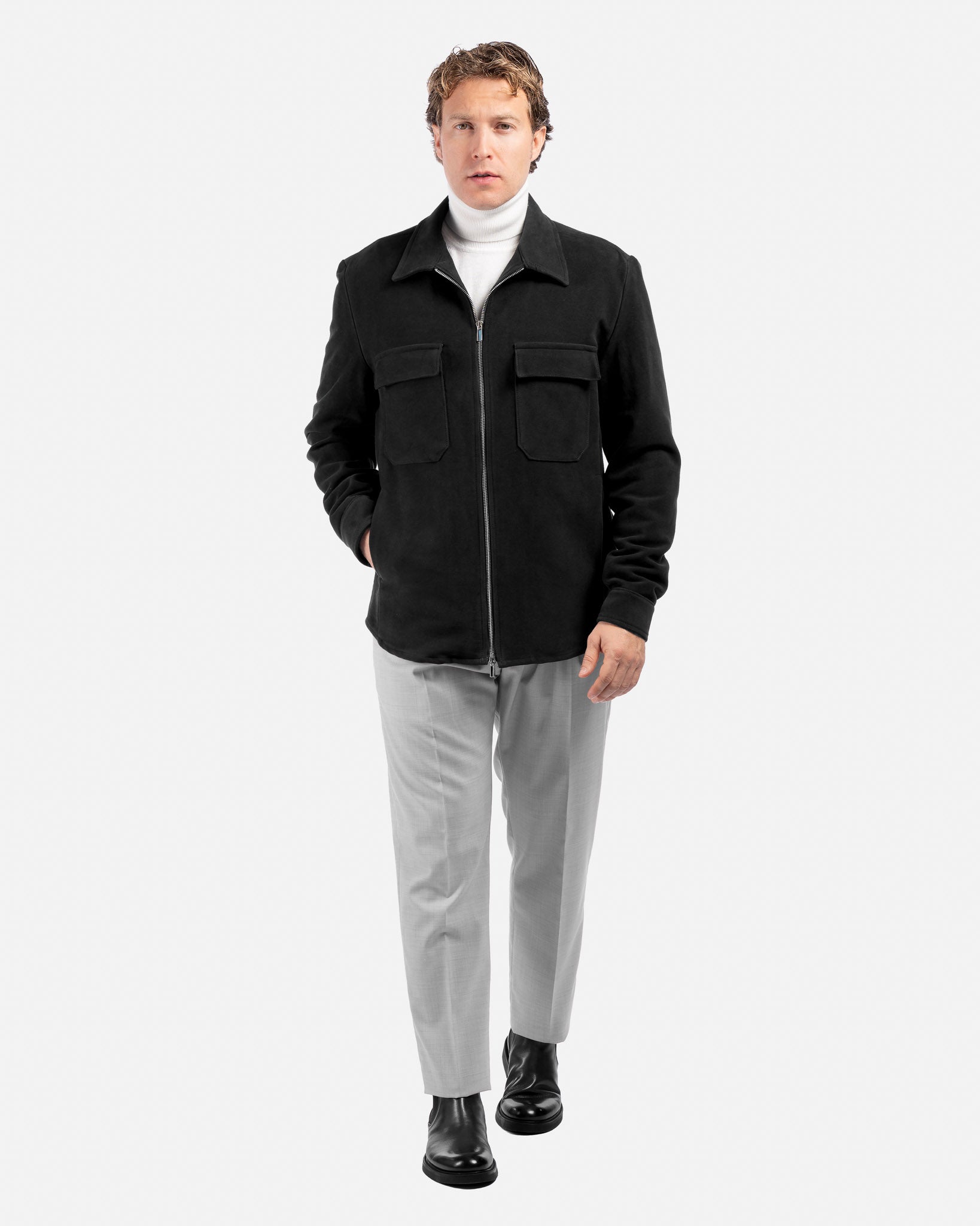 J.W.SAX MILANO Overshirt in Fustagno Nero