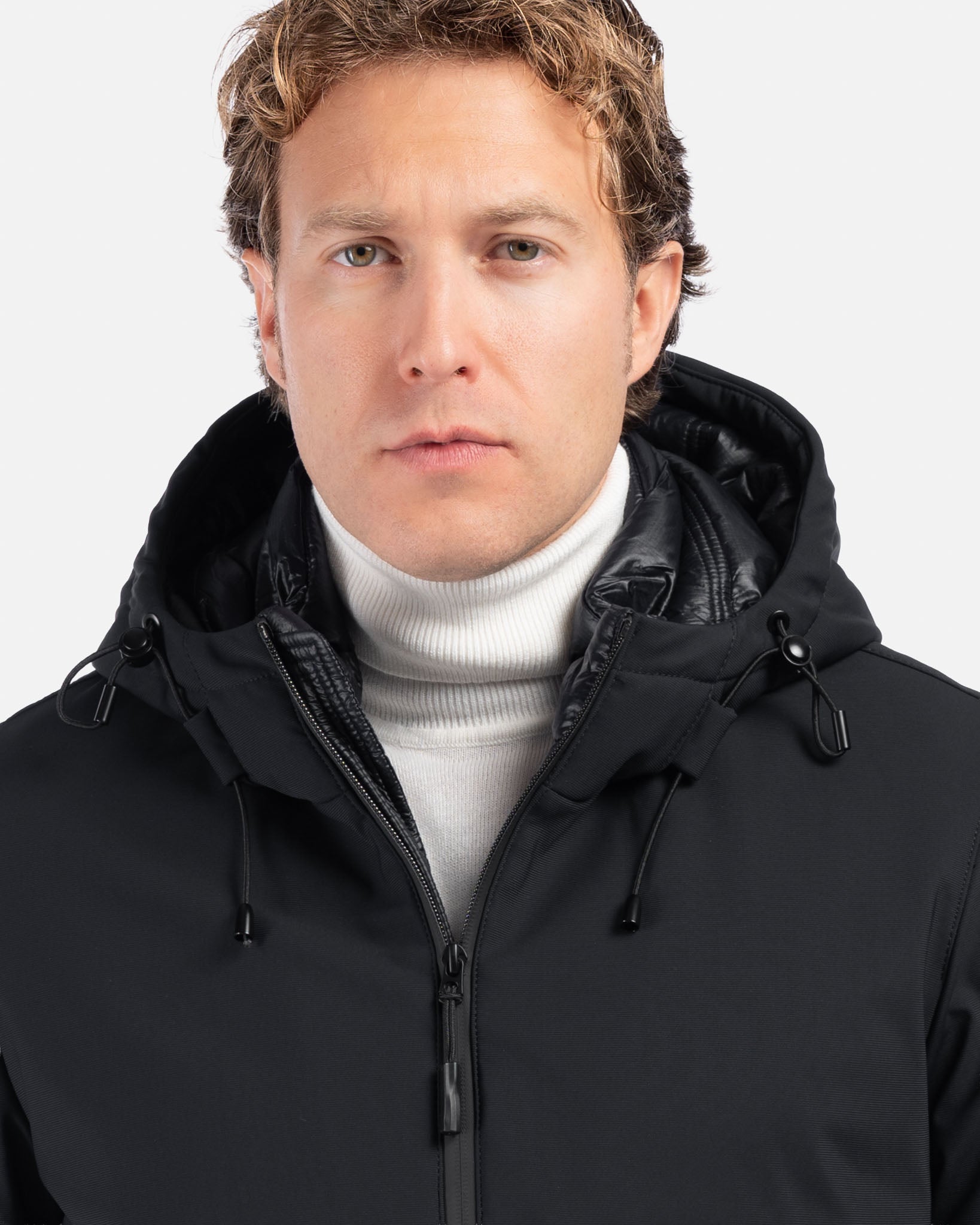 J.W.SAX MILANO Giubbino Nero in Tessuto Tecnico Stretch