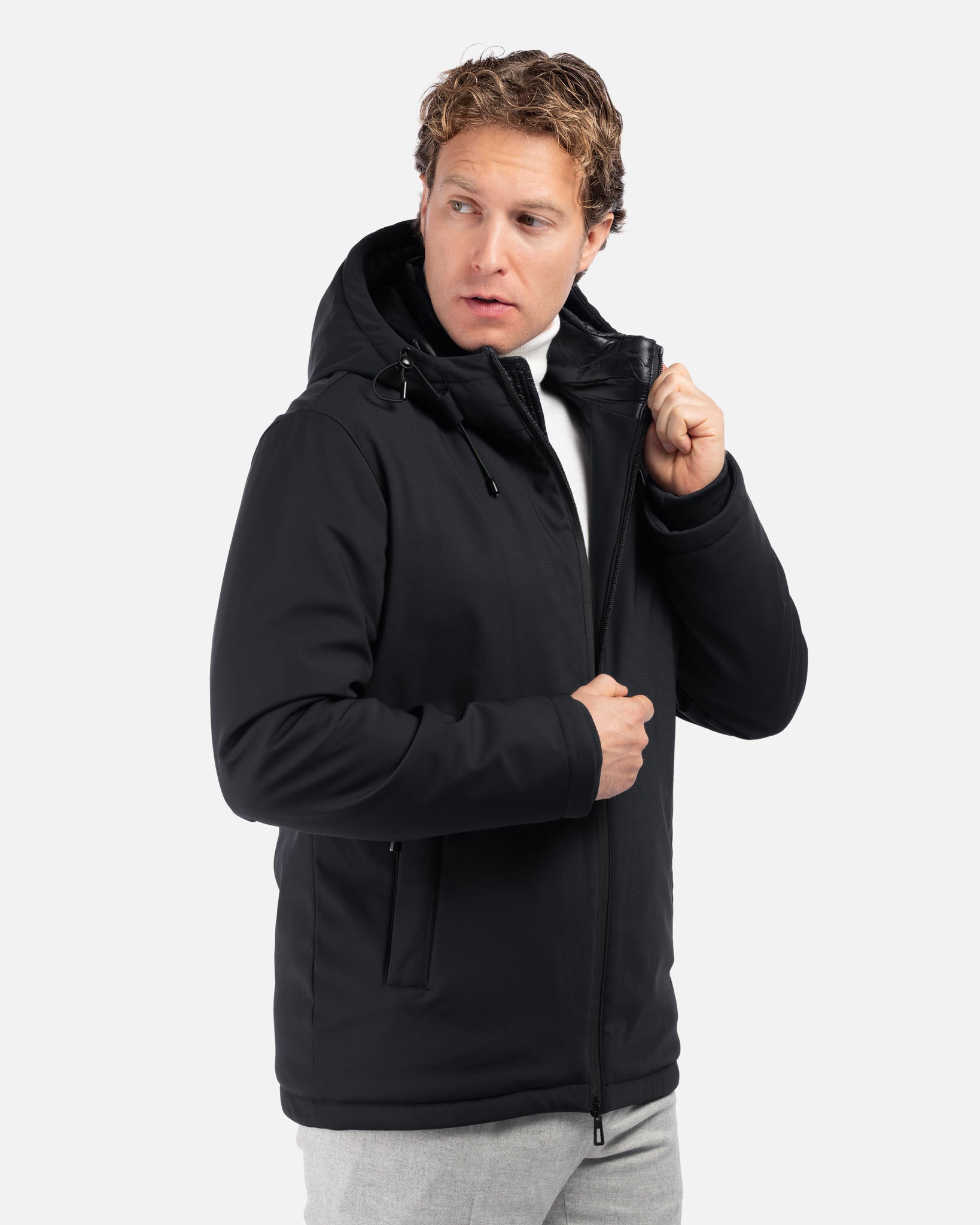 J.W.SAX MILANO Giubbino Nero in Tessuto Tecnico Stretch