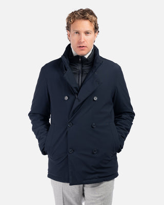 Peacoat in Tessuto Tecnico Stretch Blu