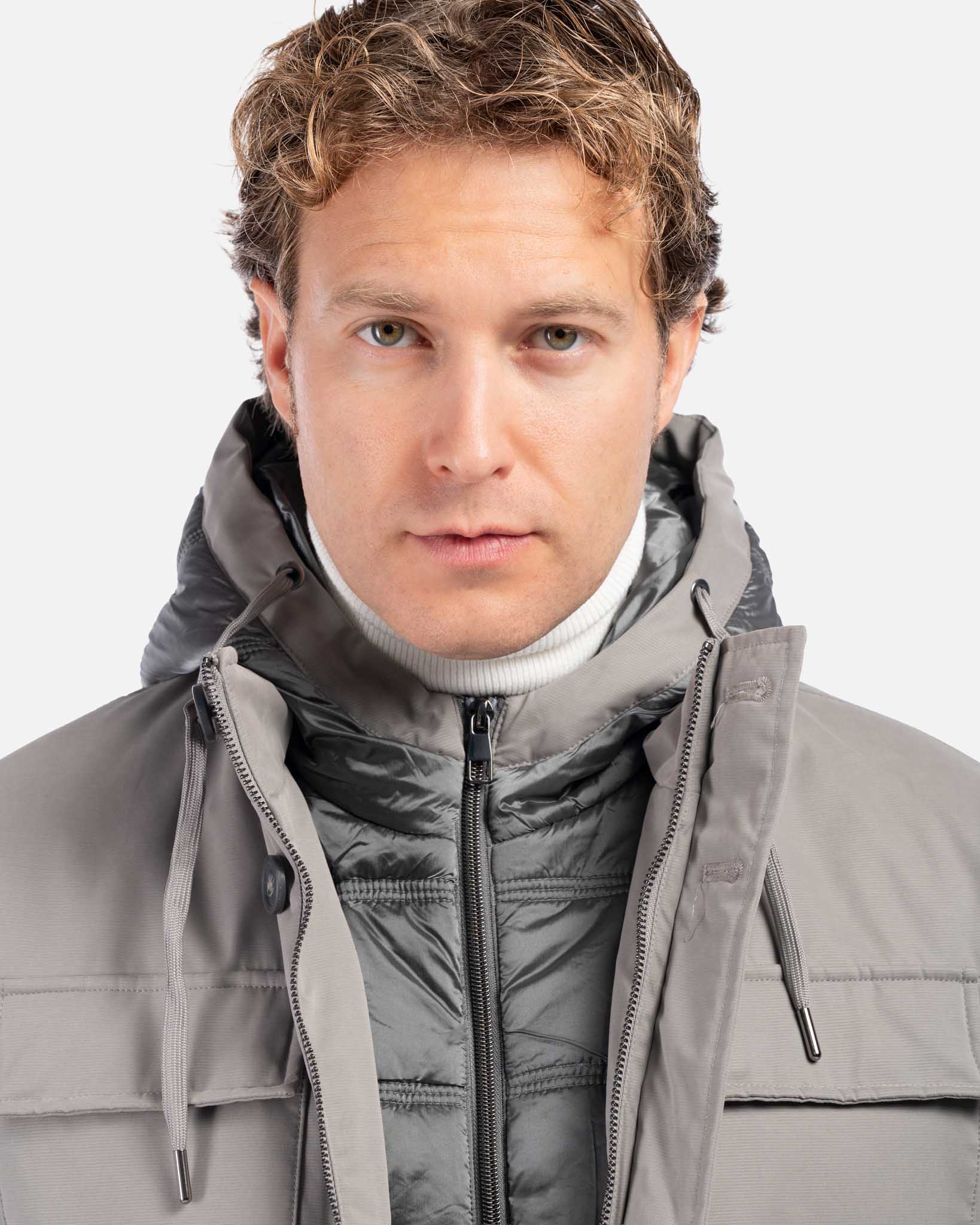 J.W.SAX MILANO Giubbotto Tortora in Tessuto Tecnico