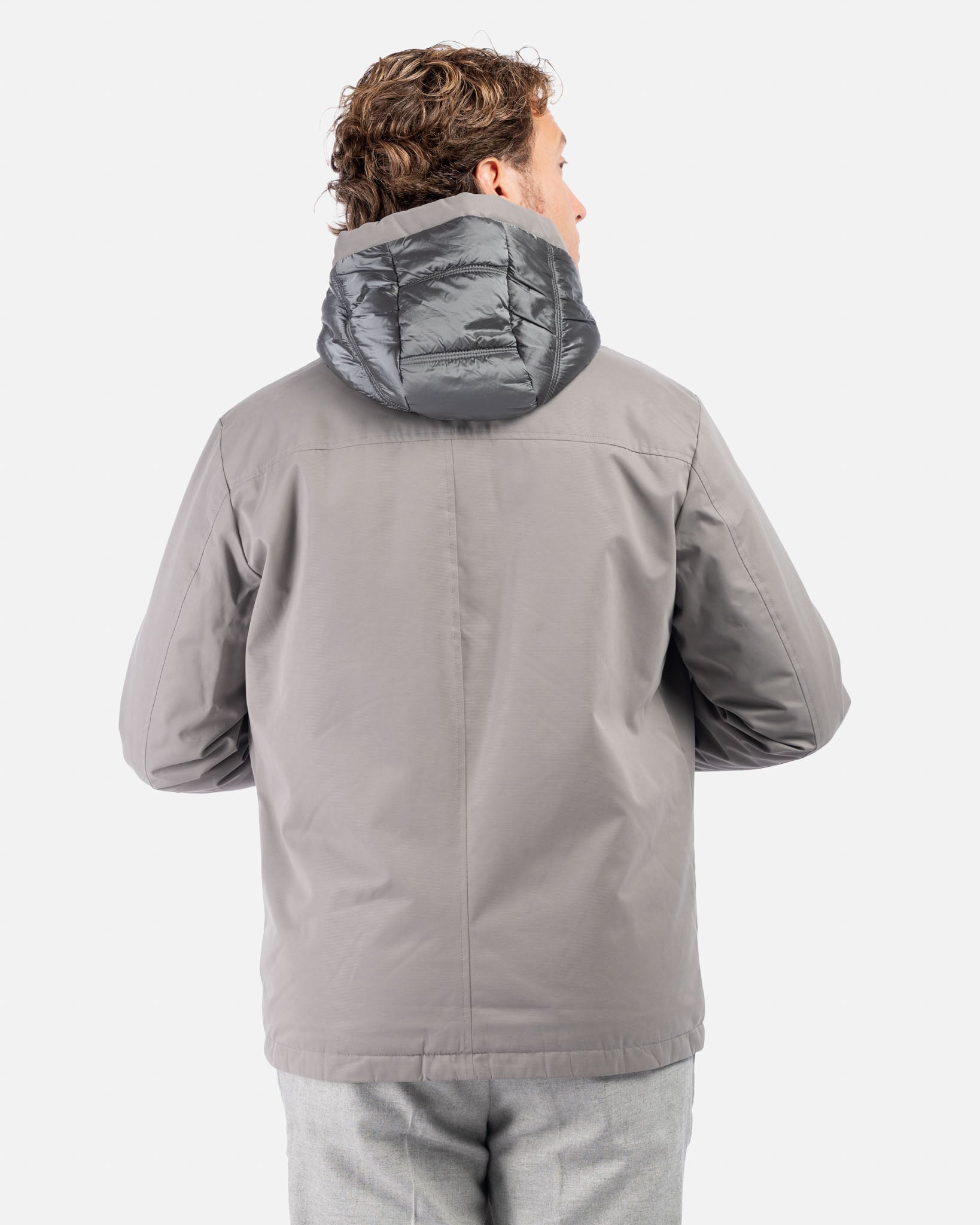 J.W.SAX MILANO Giubbotto Tortora in Tessuto Tecnico