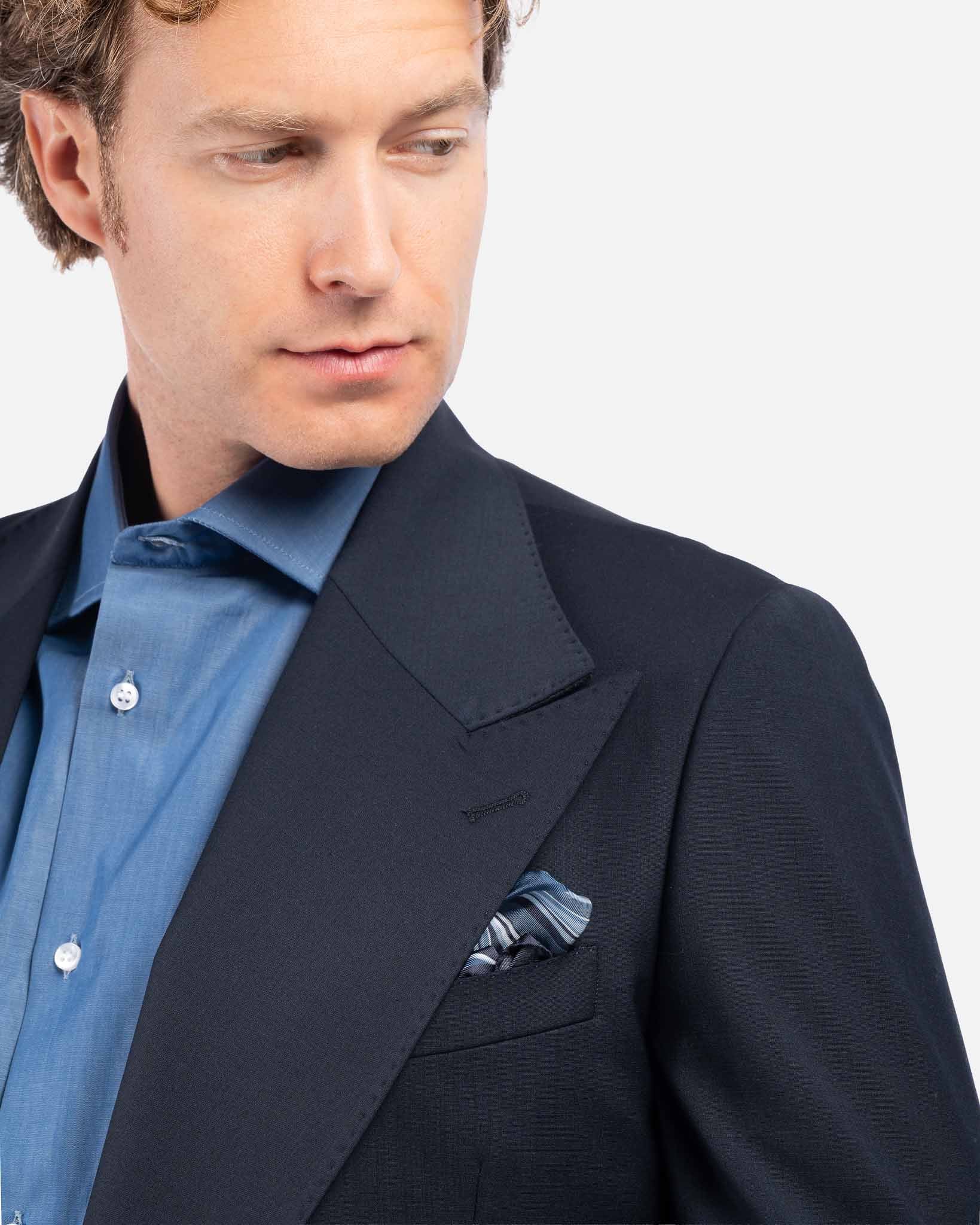 J.W.SAX MILANO Abito Doppiopetto Blu con Rever Ampio All Season