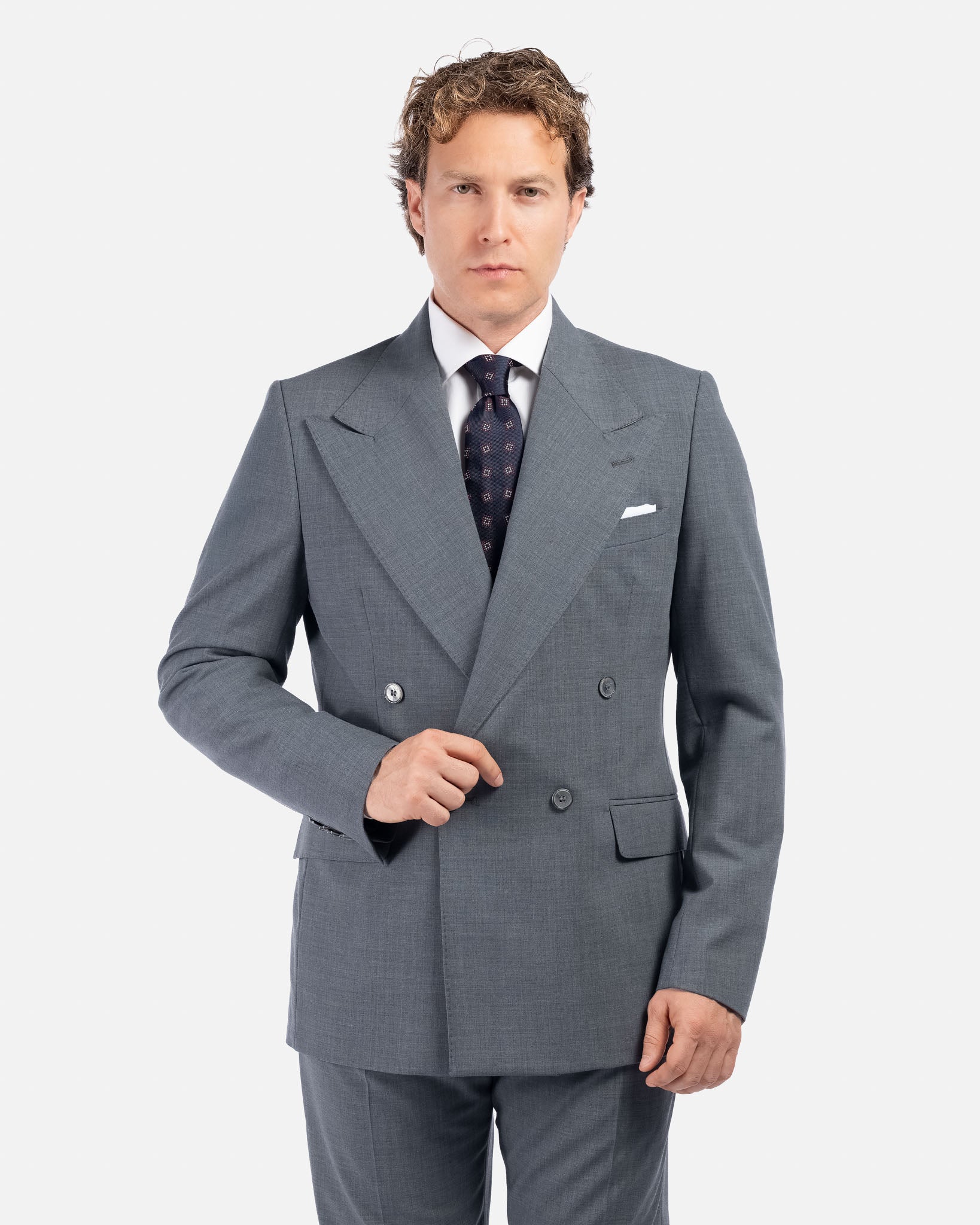 J.W.SAX MILANO Abito Doppiopetto Grigio con Rever Ampio All Season