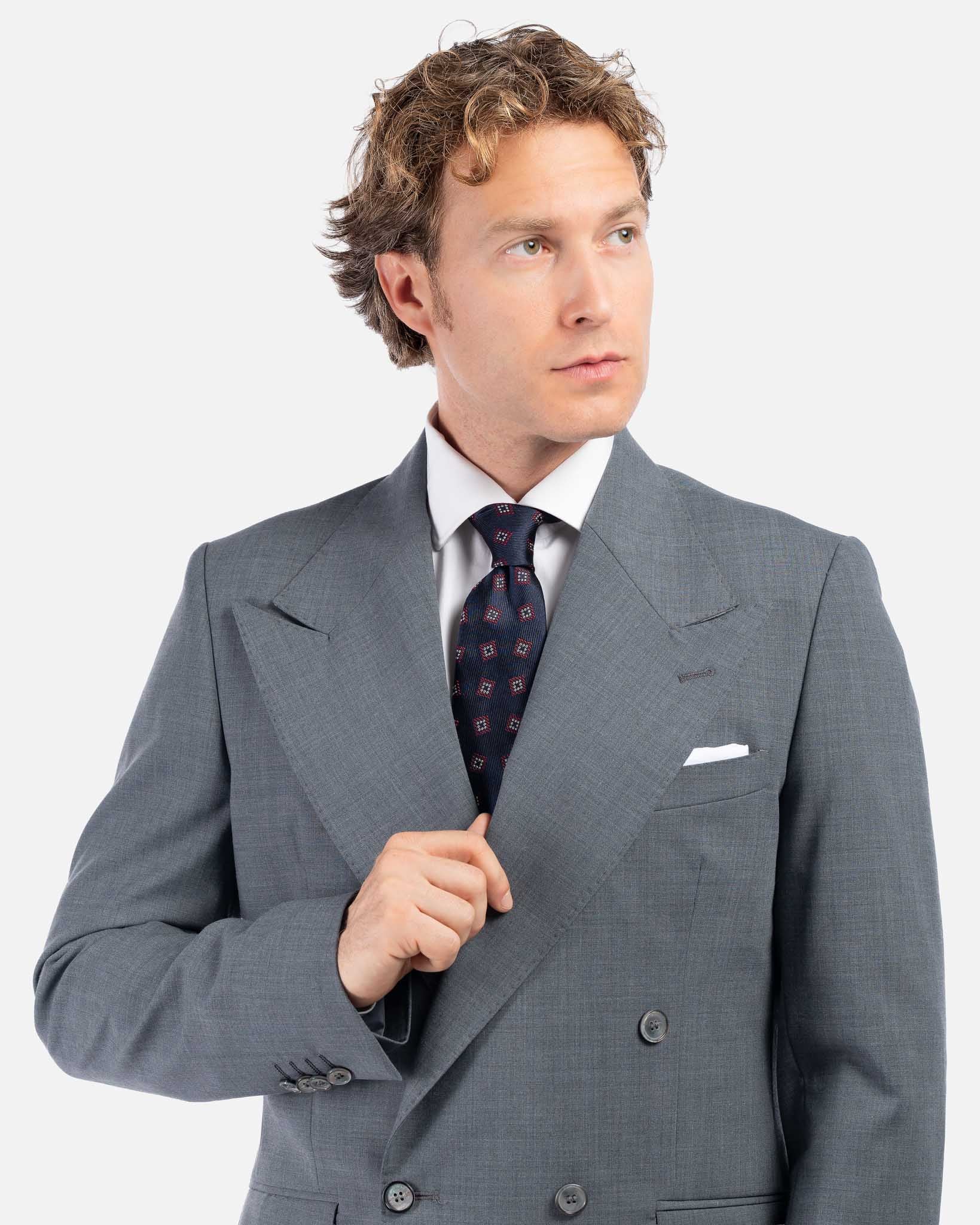 J.W.SAX MILANO Abito Doppiopetto Grigio con Rever Ampio All Season