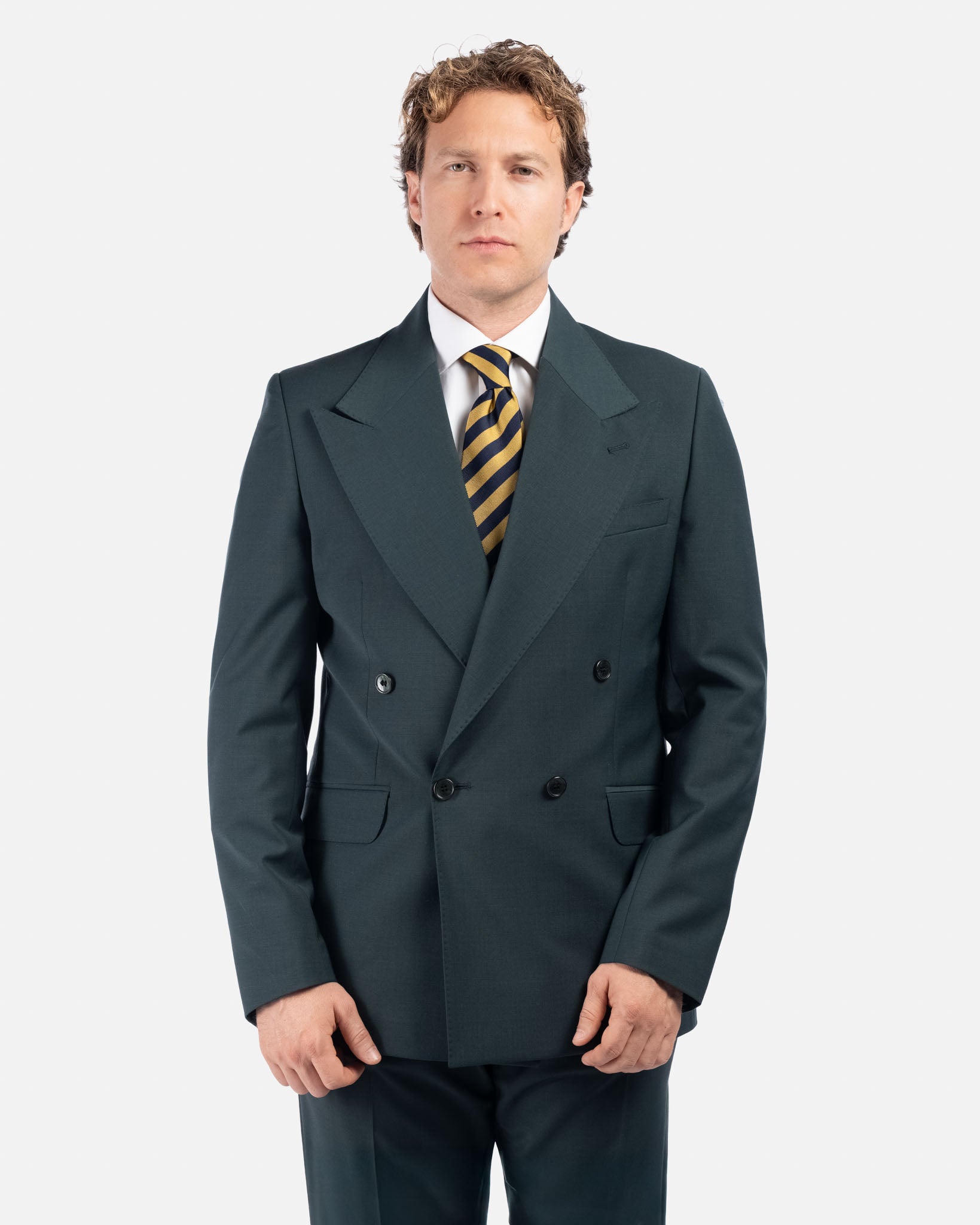 J.W.SAX MILANO Abito Doppiopetto Verde con Rever Ampio All Season