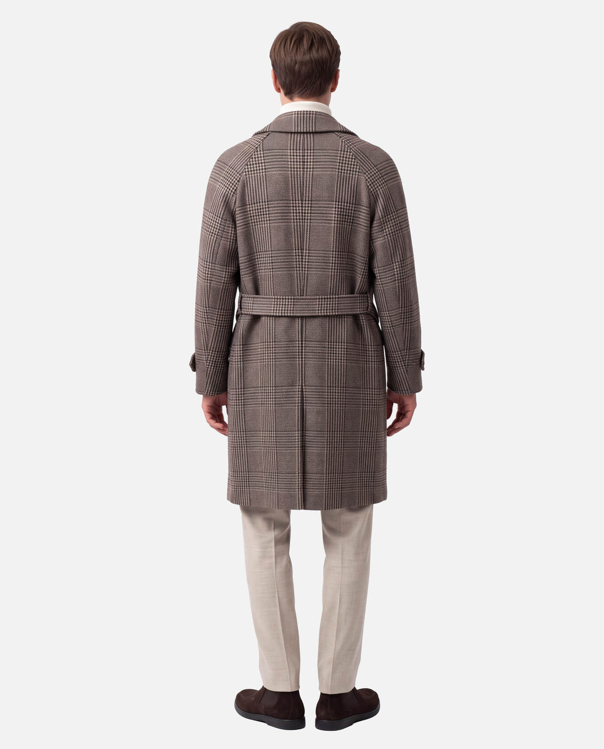 J.W.SAX MILANO Cappotto Check Marrone e Blu con Manica Raglan