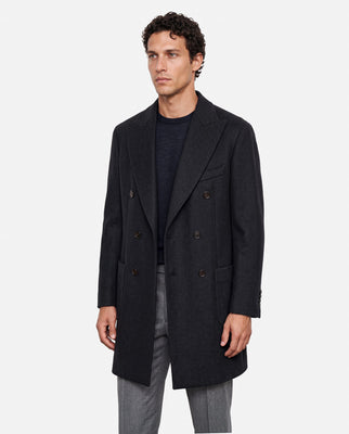 Cappotto Doppiopetto Grigio Antracite in Misto Cashmere