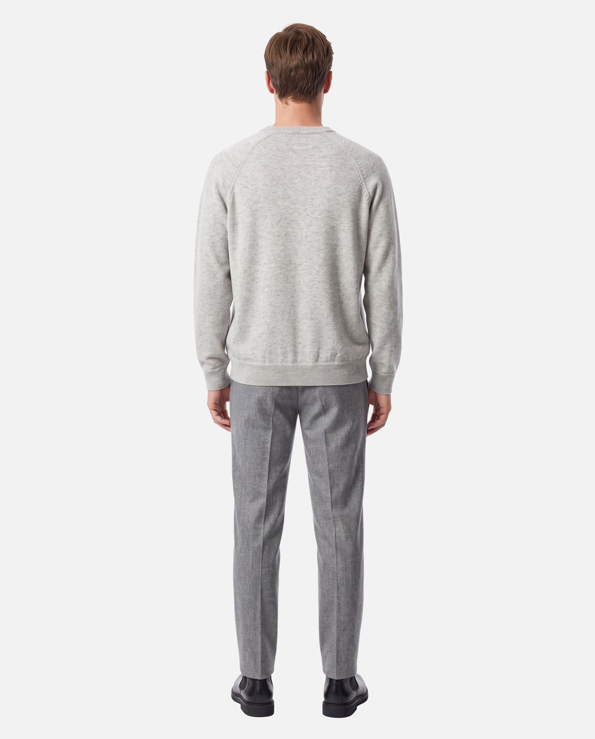 J.W.SAX MILANO Maglione Taglio Felpa in Lana e Cashmere Grigio Chiaro - Finezza 12