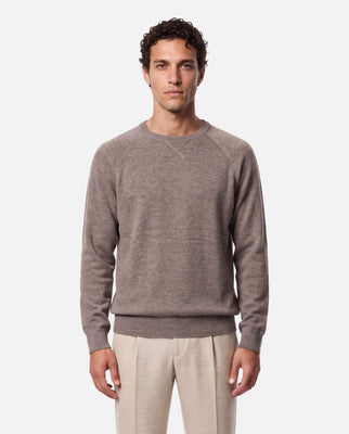 Maglione Taglio Felpa in Lana e Cashmere Tortora - Finezza 12