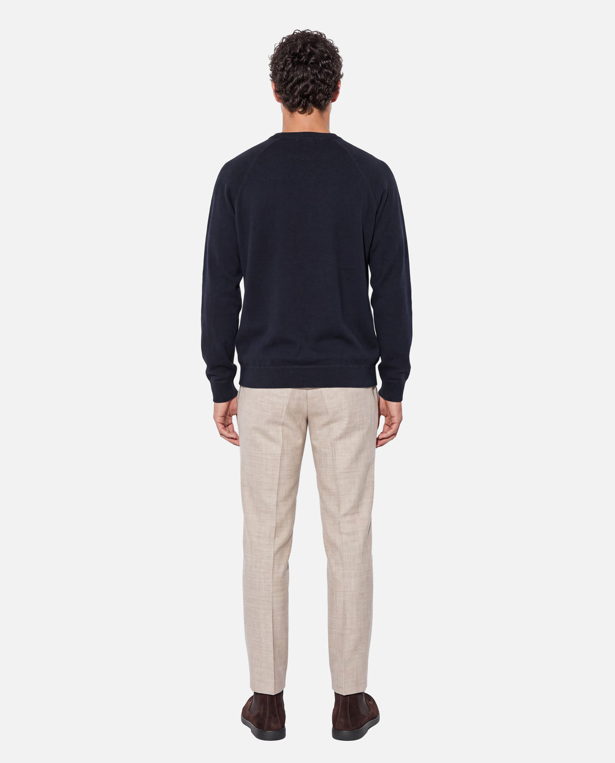 J.W.SAX MILANO Maglione Taglio Felpa in Lana e Cashmere Blu - Finezza 12