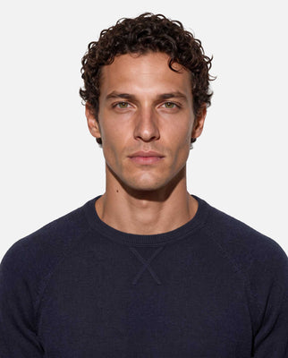 Maglione Taglio Felpa in Lana e Cashmere Blu - Finezza 12