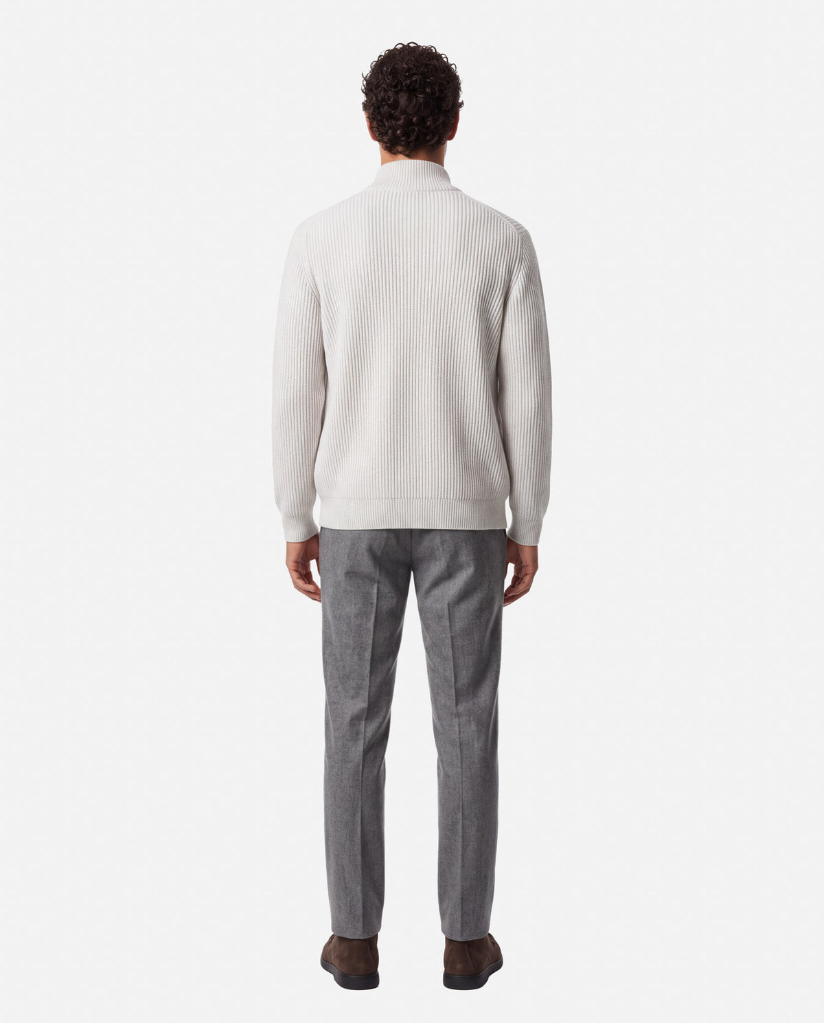 J.W.SAX MILANO Cardigan in Puro Cashmere a Coste con Zip - Finezza 7