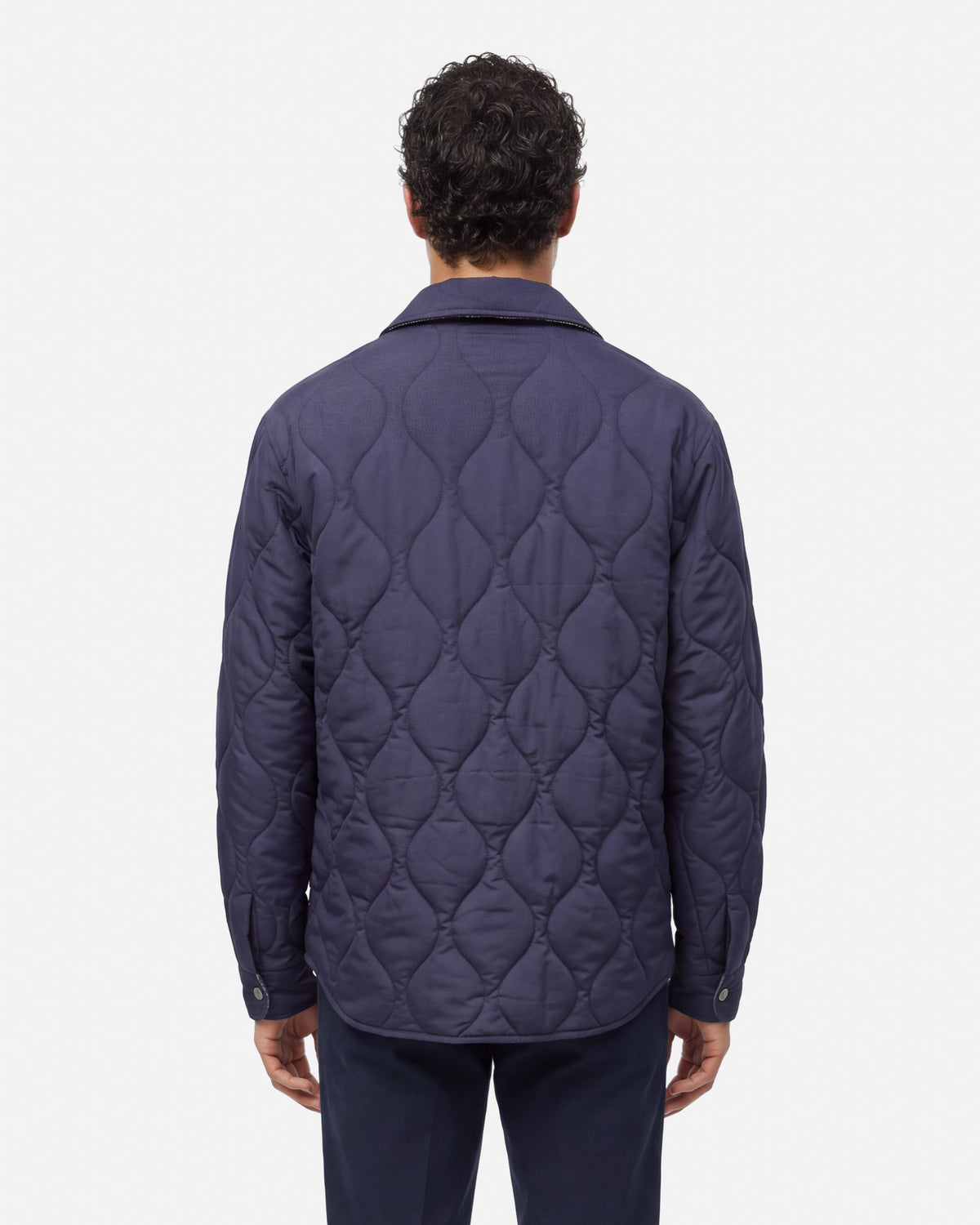 J.W.SAX MILANO Overshirt Reversibile Blu e Pied de Poule