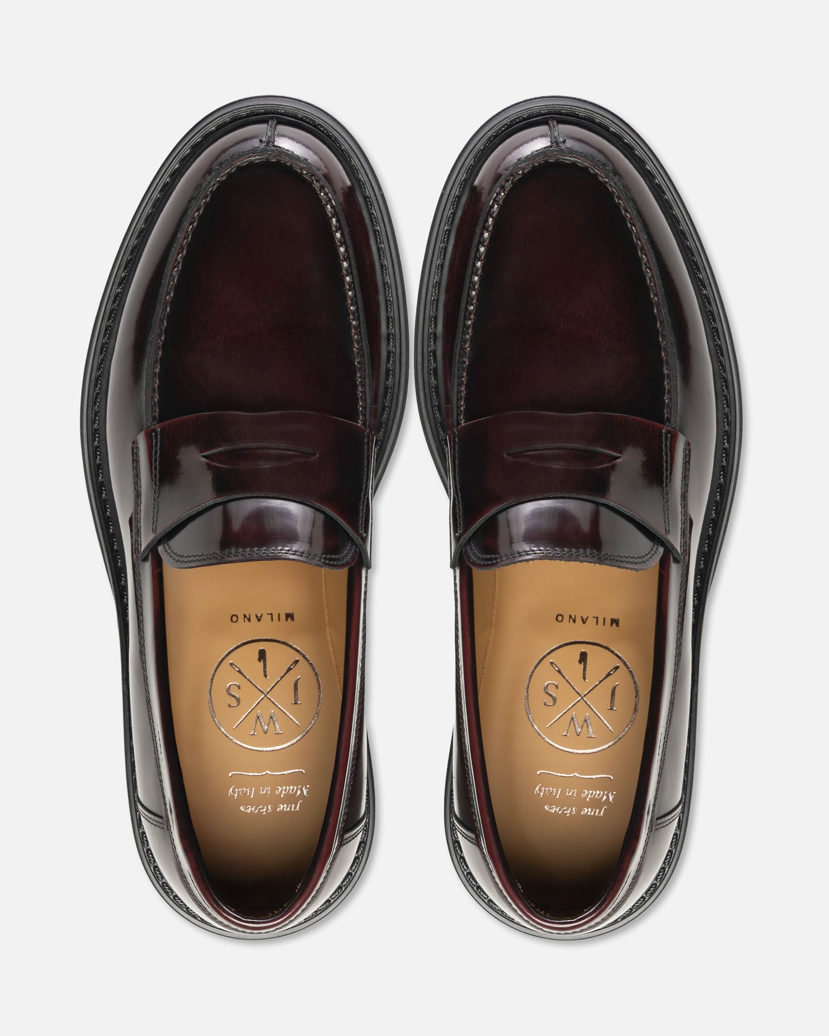 J.W.SAX MILANO Mocassino Penny Bordeaux con Suola in Gomma