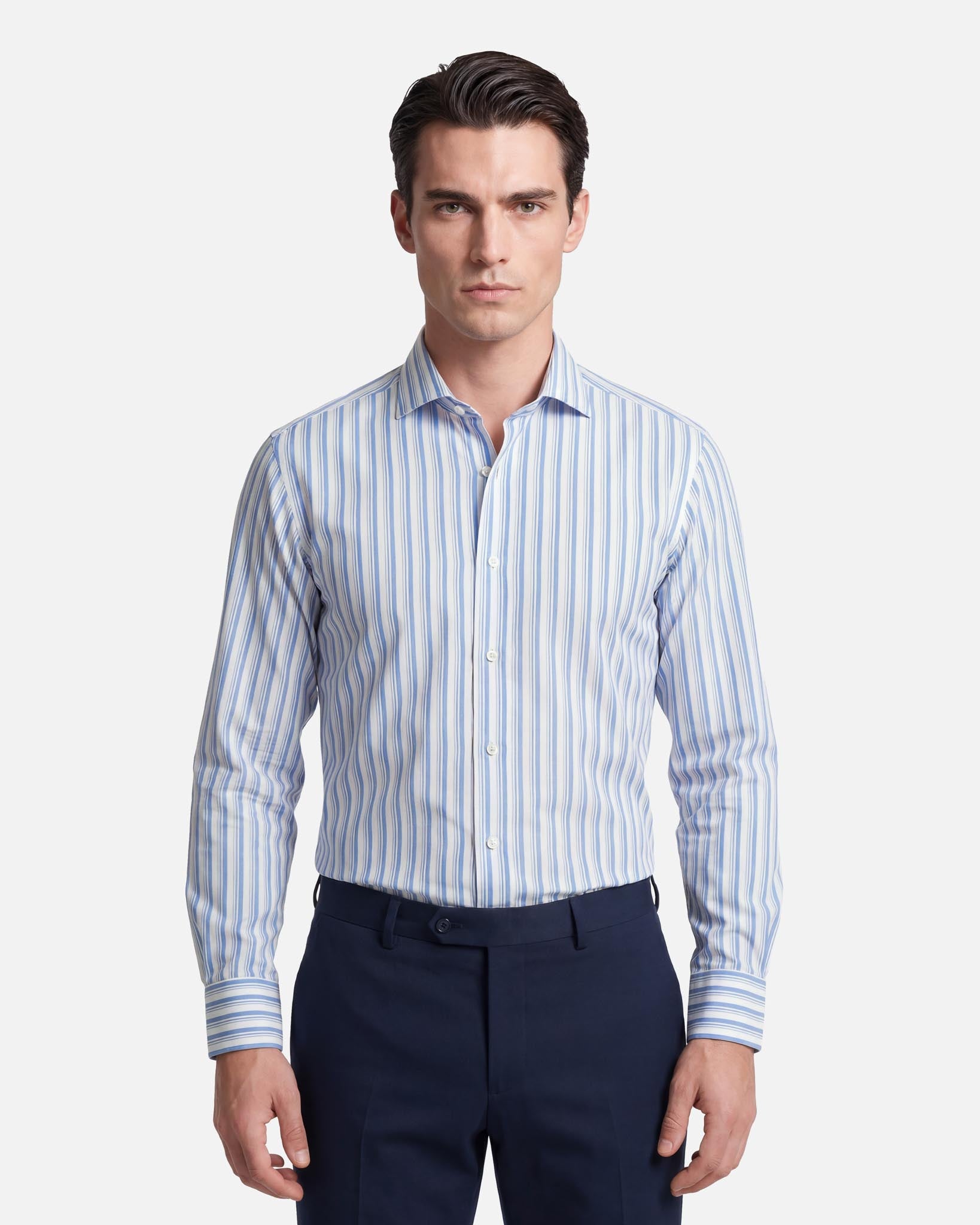 J.W.SAX MILANO Camicia in Popeline di Cotone a Righe